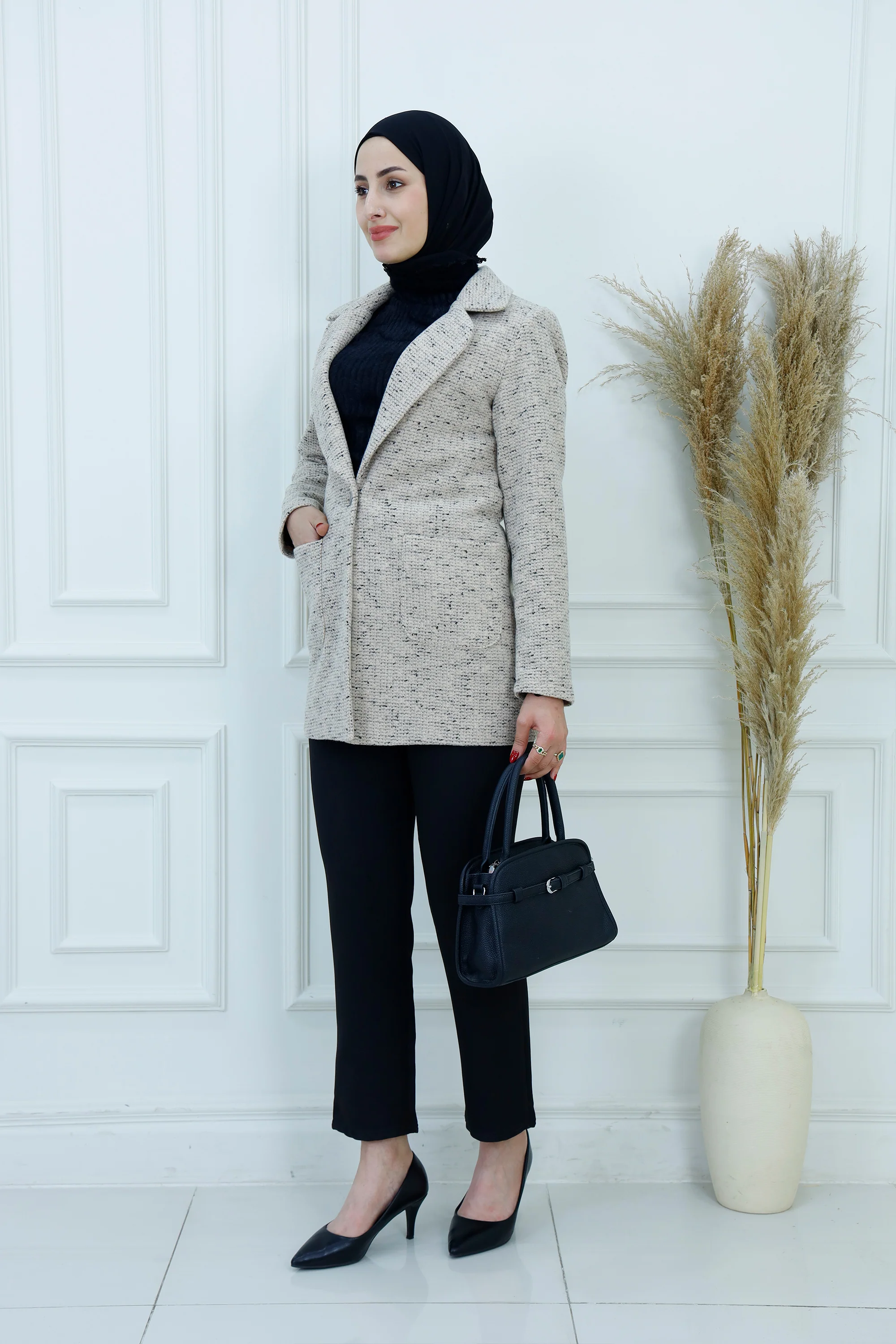 Textured Single-Button Blazer