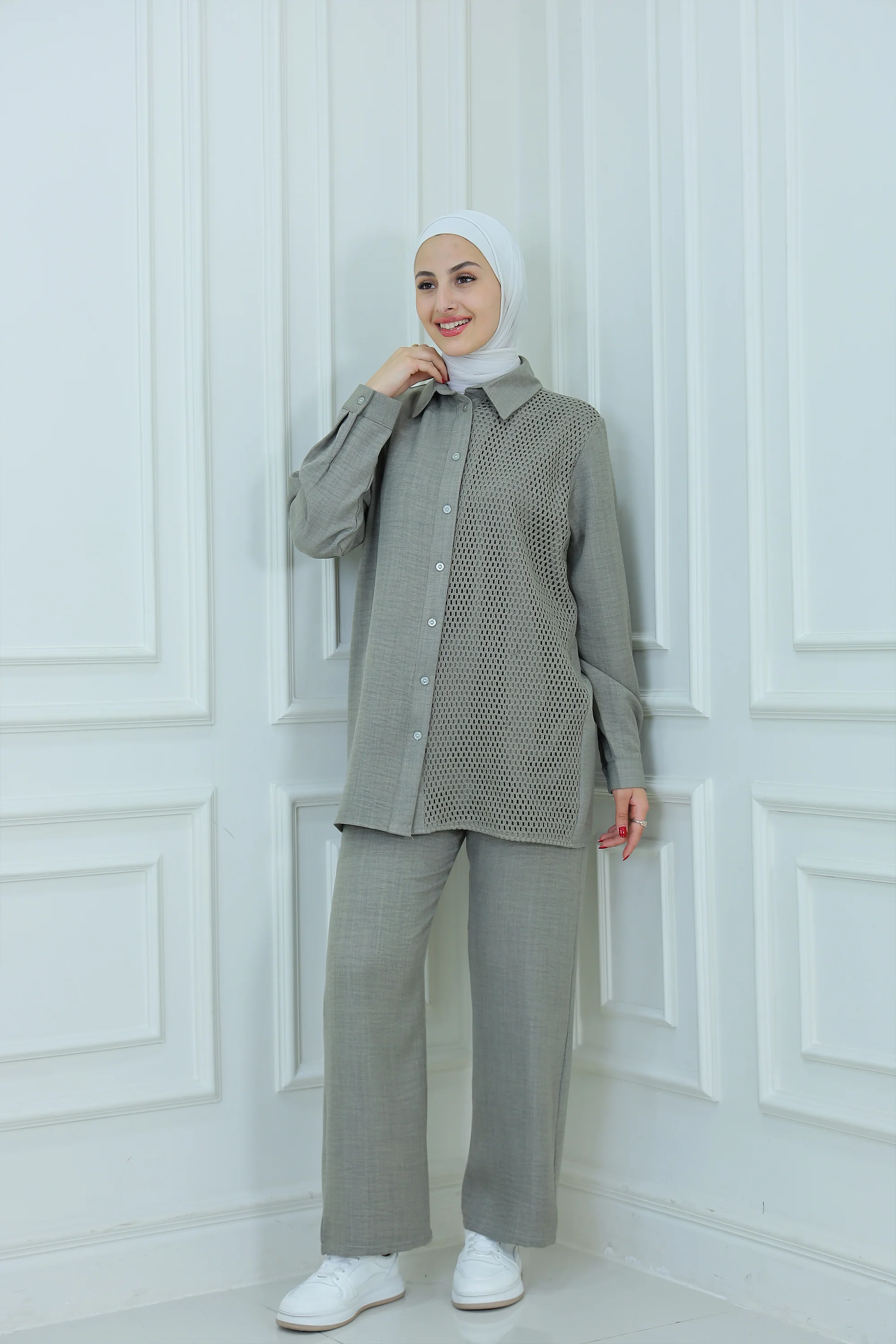 Textured Modest Two-Piece Set