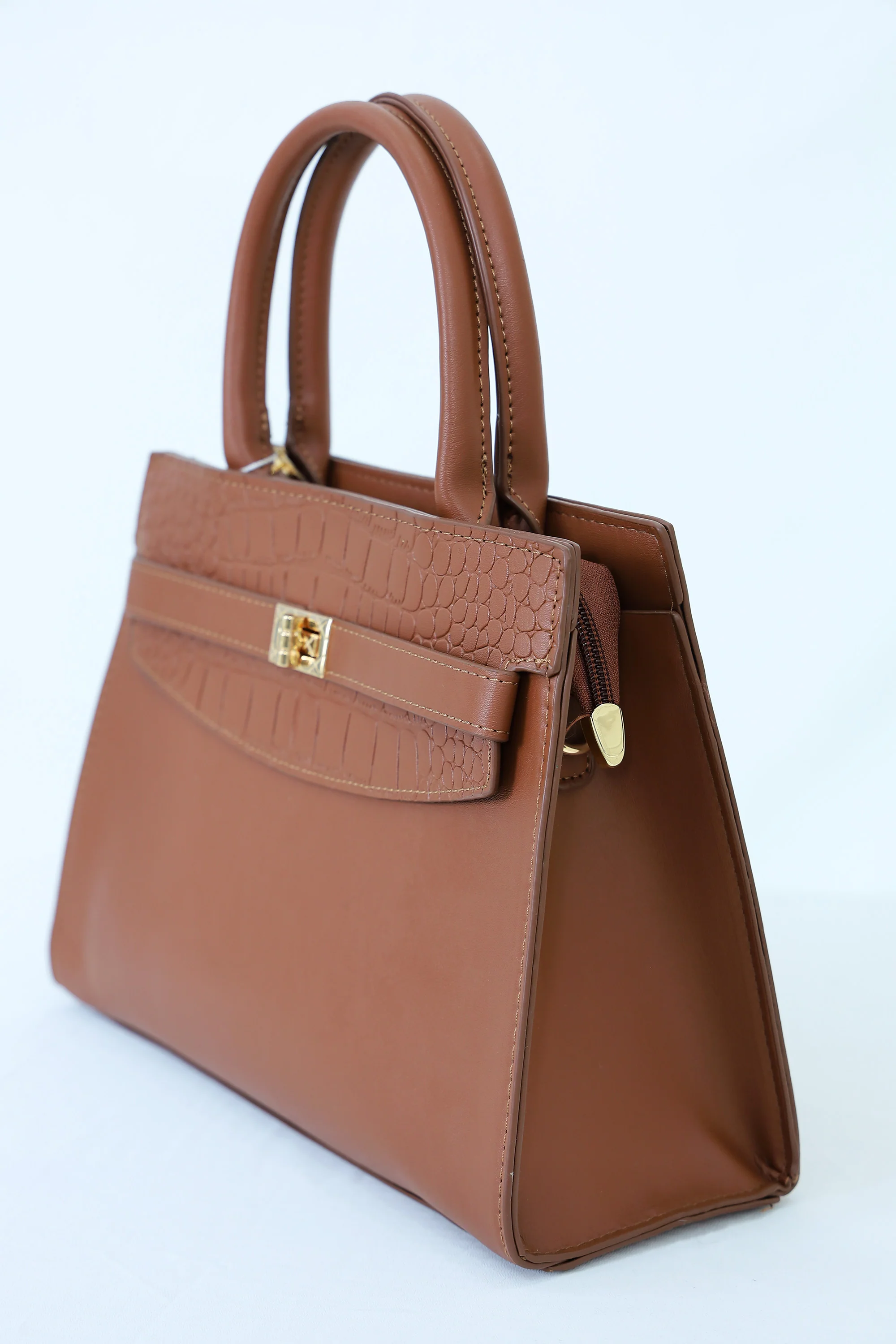 Structured Croc-Effect Handbag