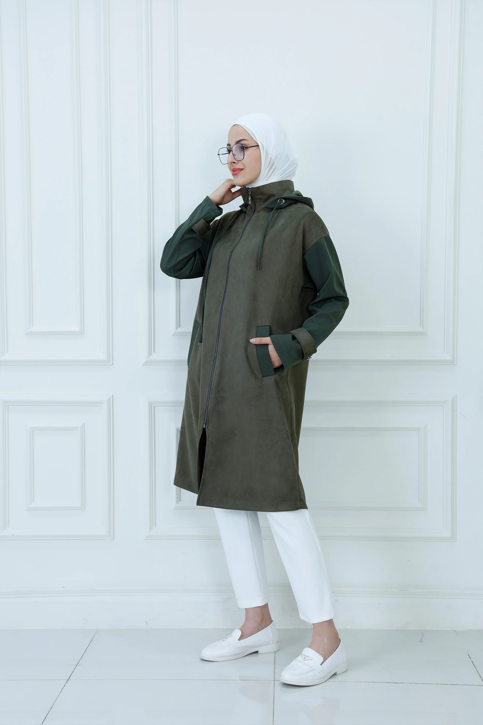Two-Tone Chamois Hooded Jacket