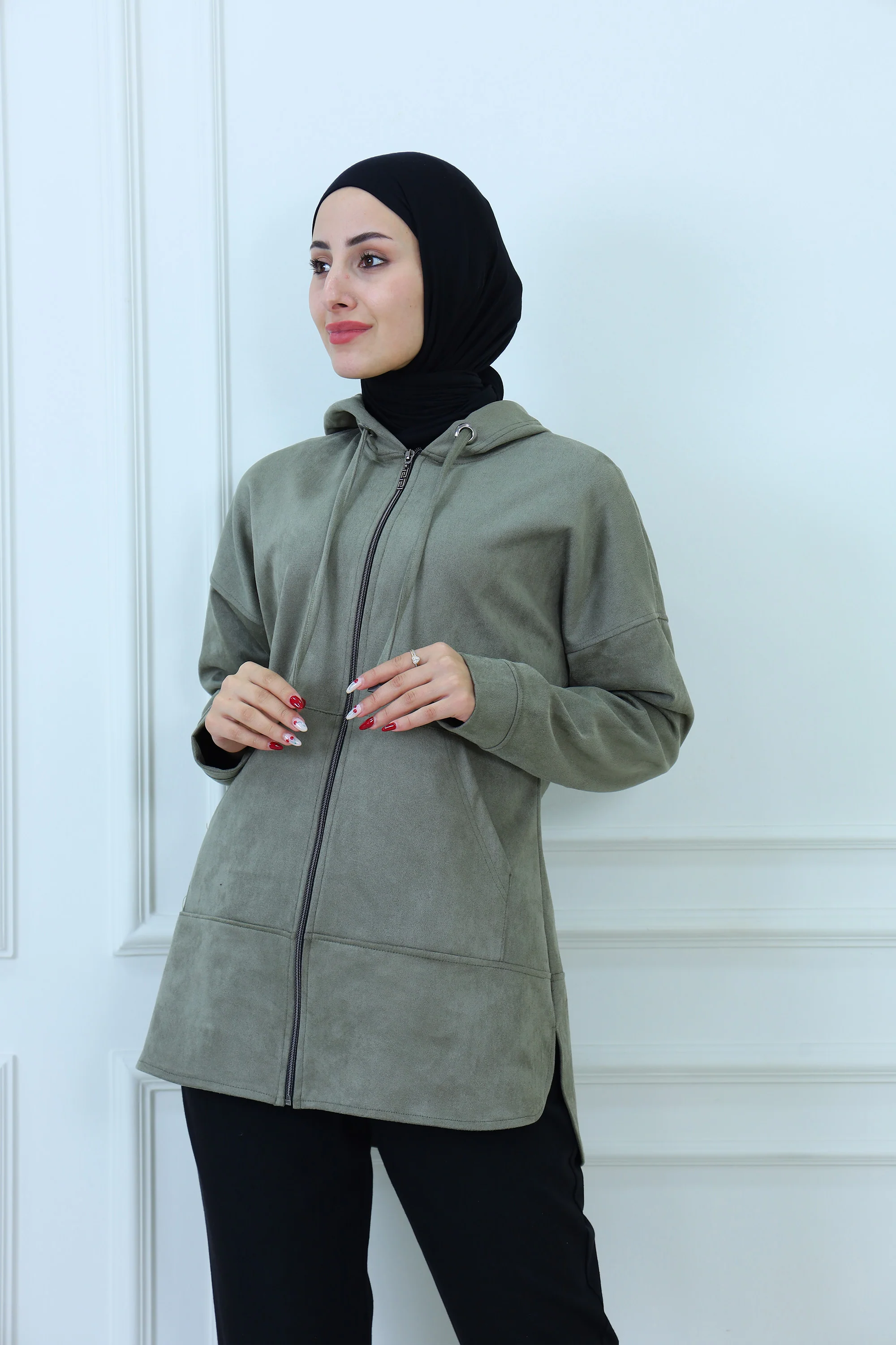 Longline Zip-Up Hooded Jacket