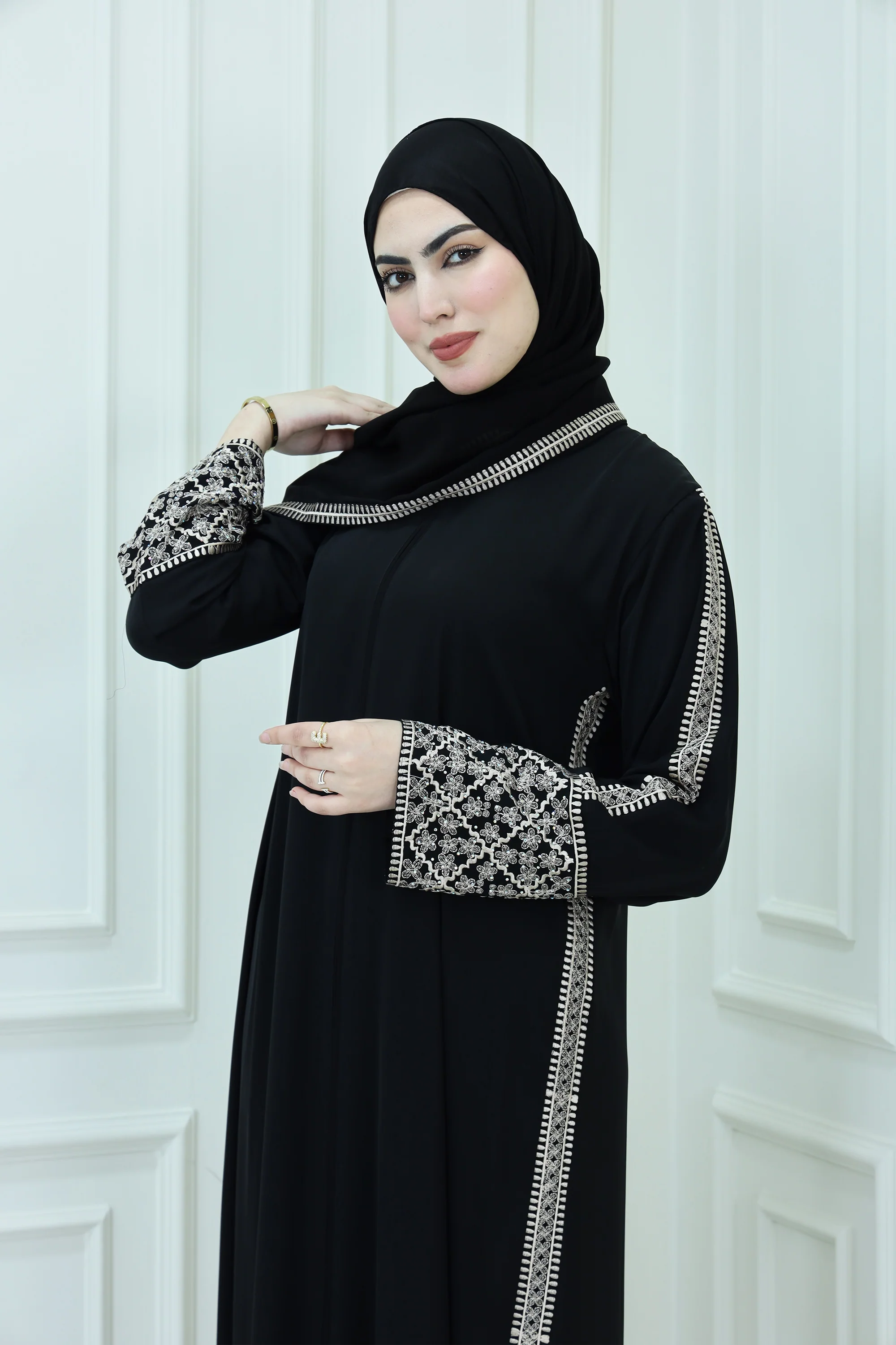 Embroidered Abaya with Hijab (D9)