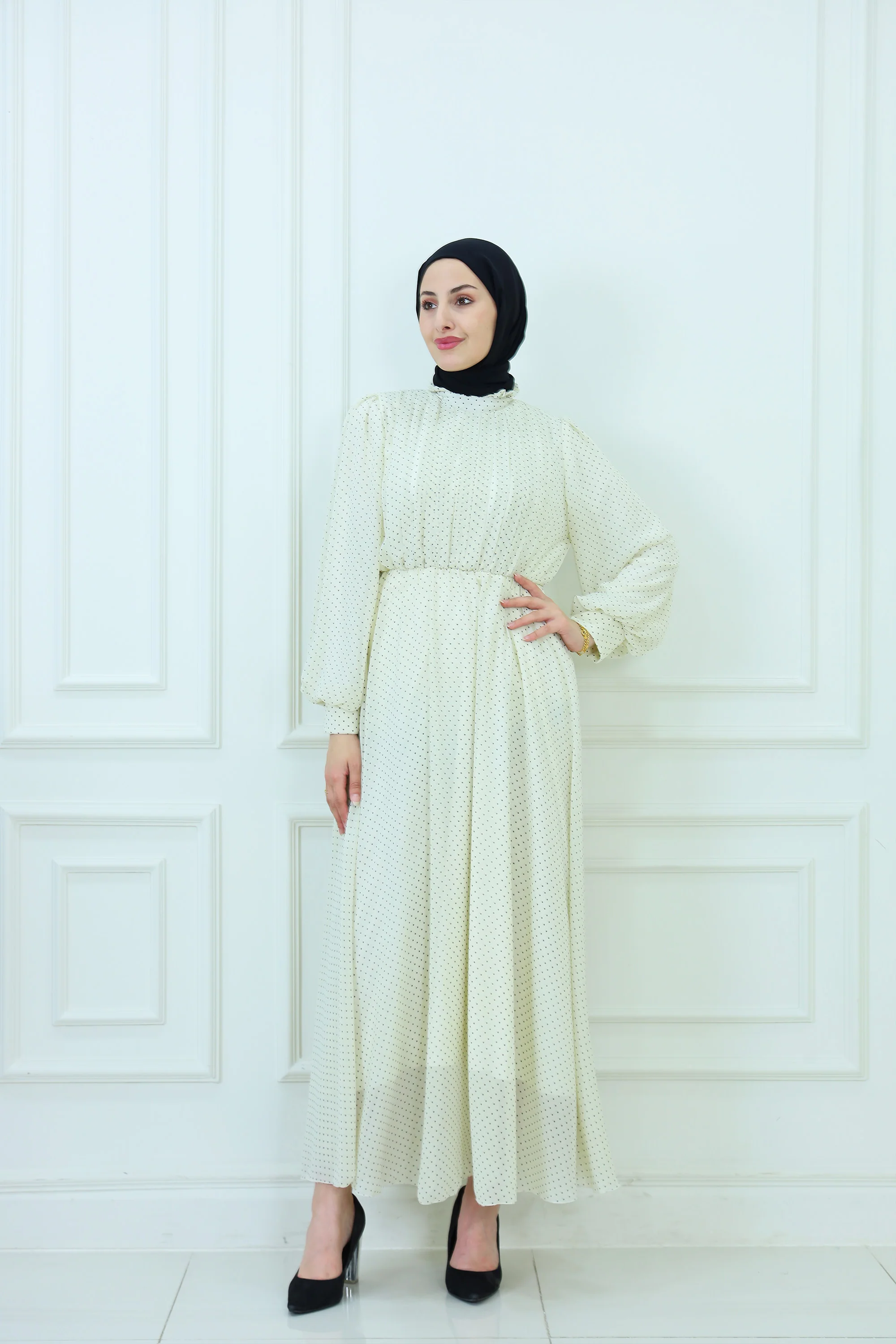 Modest Polka Dot Maxi Dress