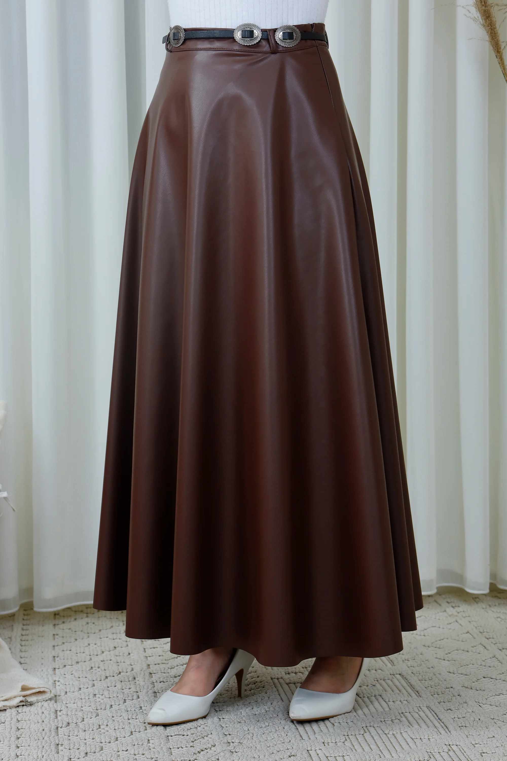 Flared Skirt with Decorative Belt