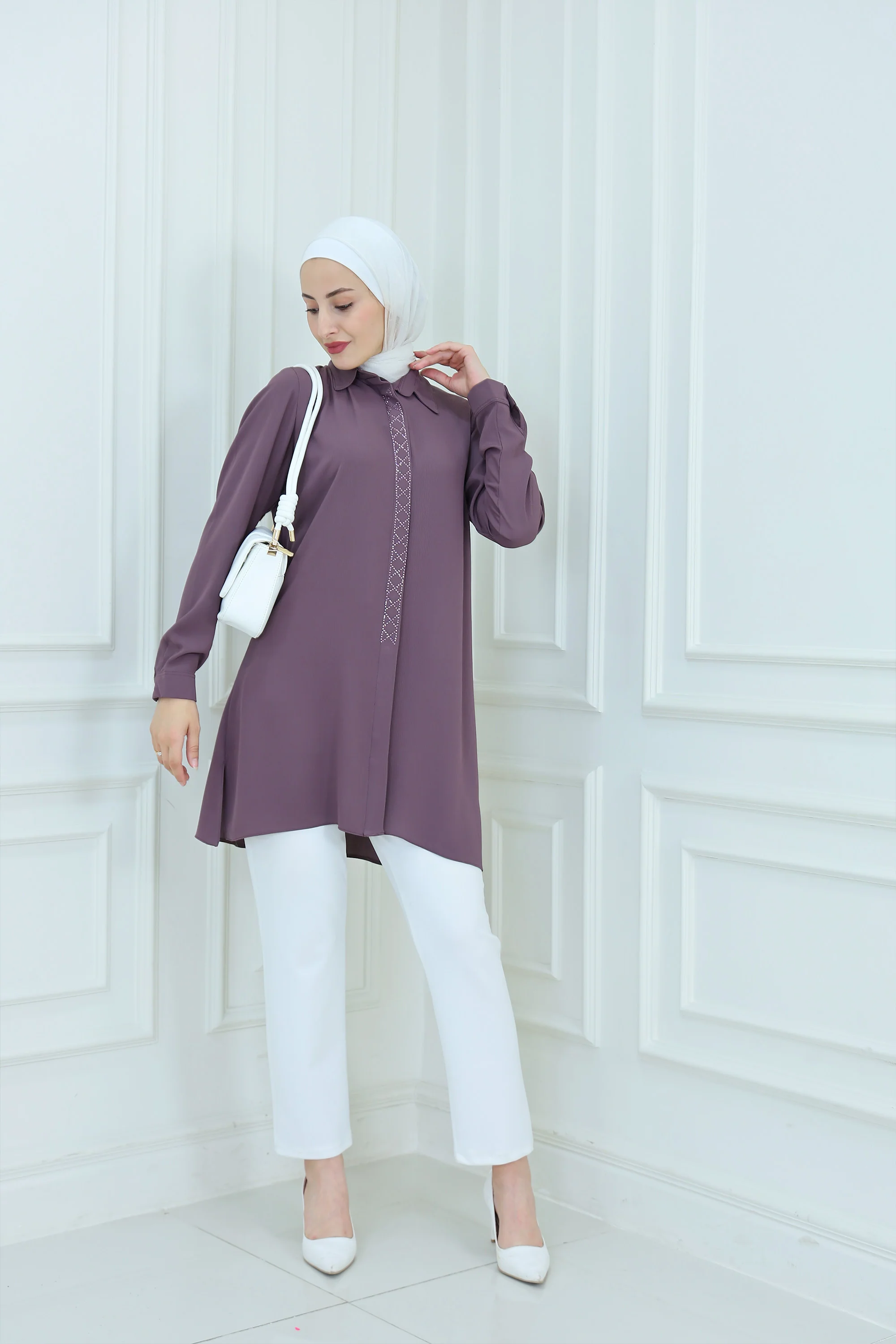 Embellished Front Modest Tunic