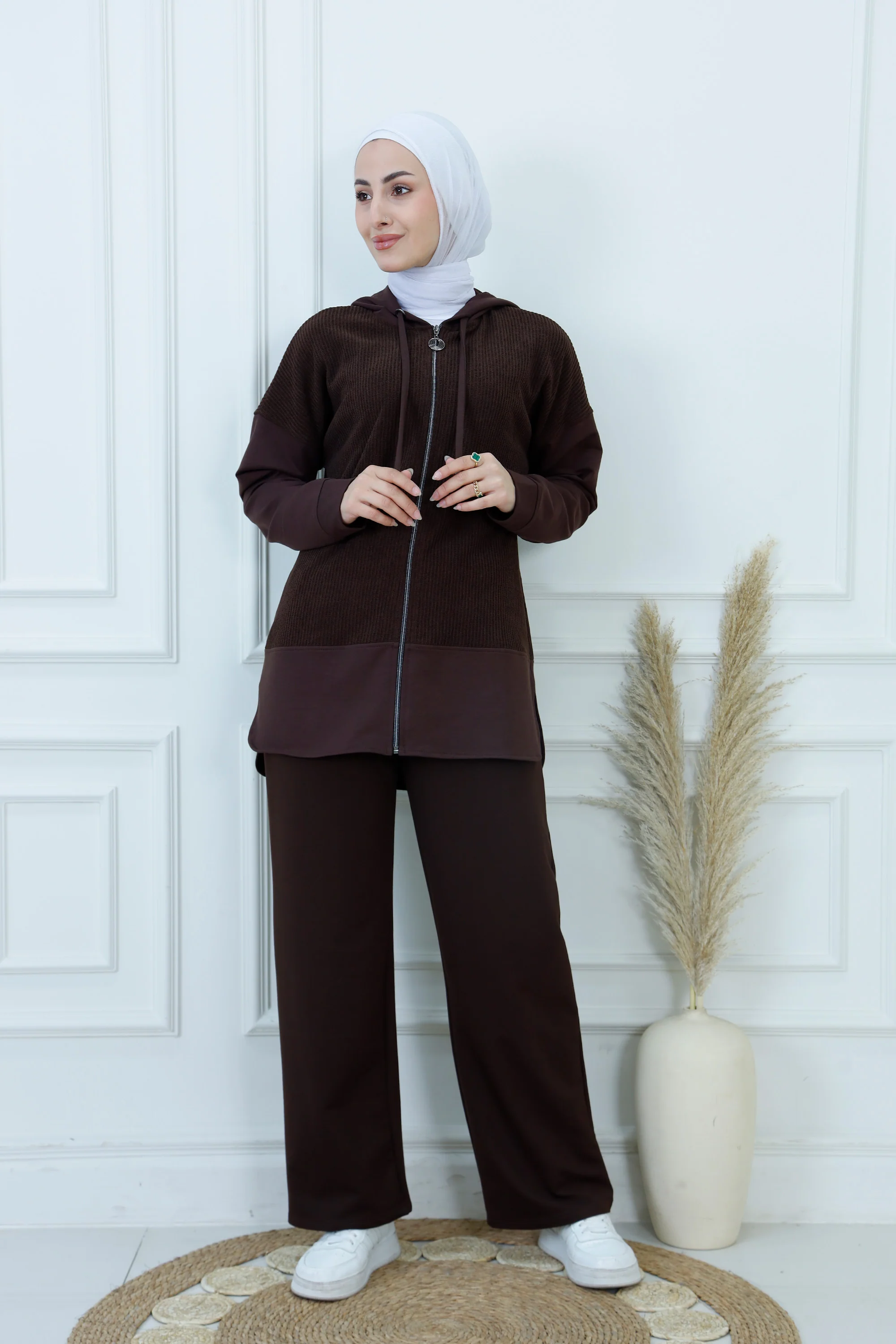 The Textured Panel Full-Zip Tunic Tracksuit