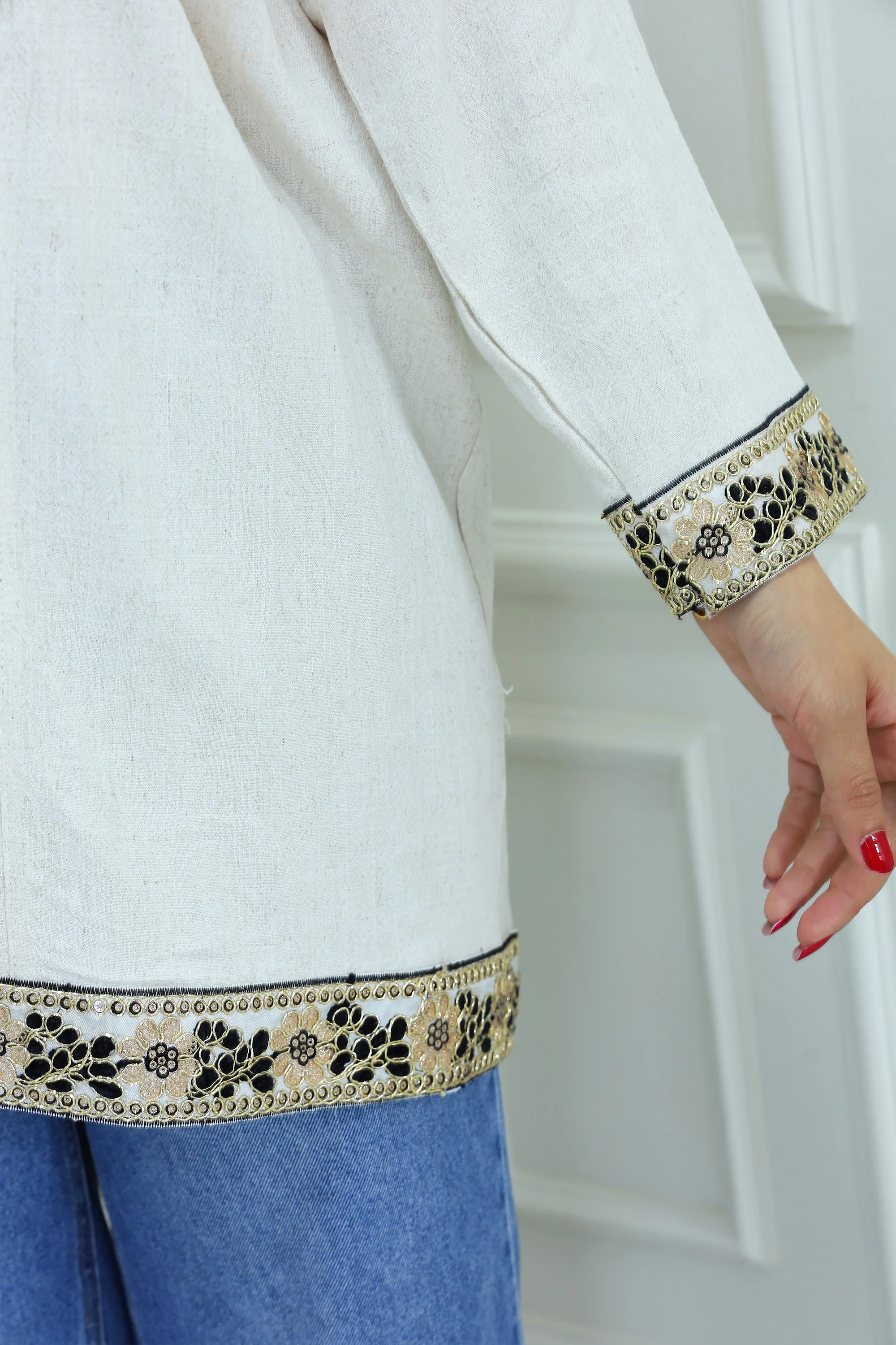 Open Front Embroidered Jacket