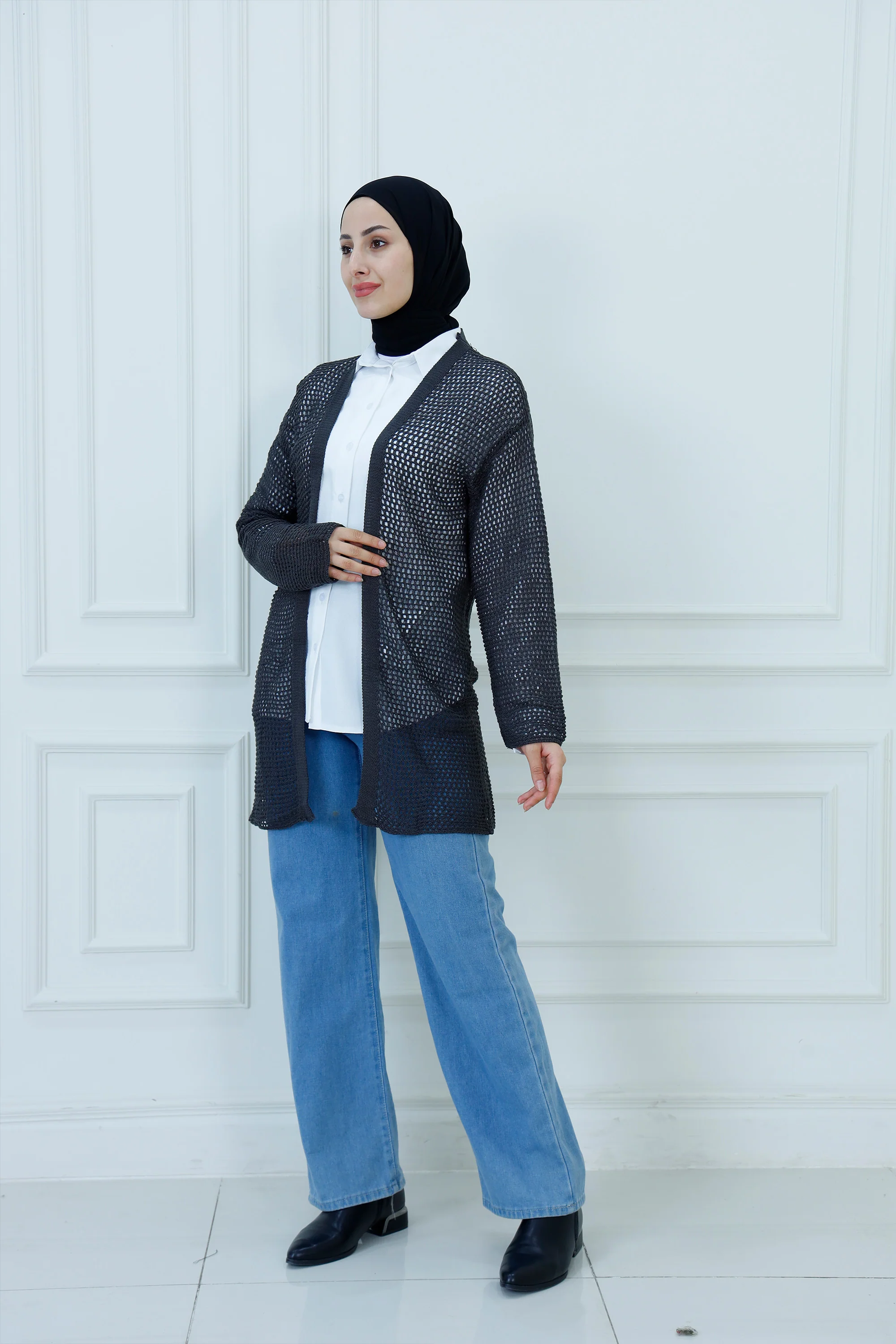 Open-Knit Pointelle Cardigan