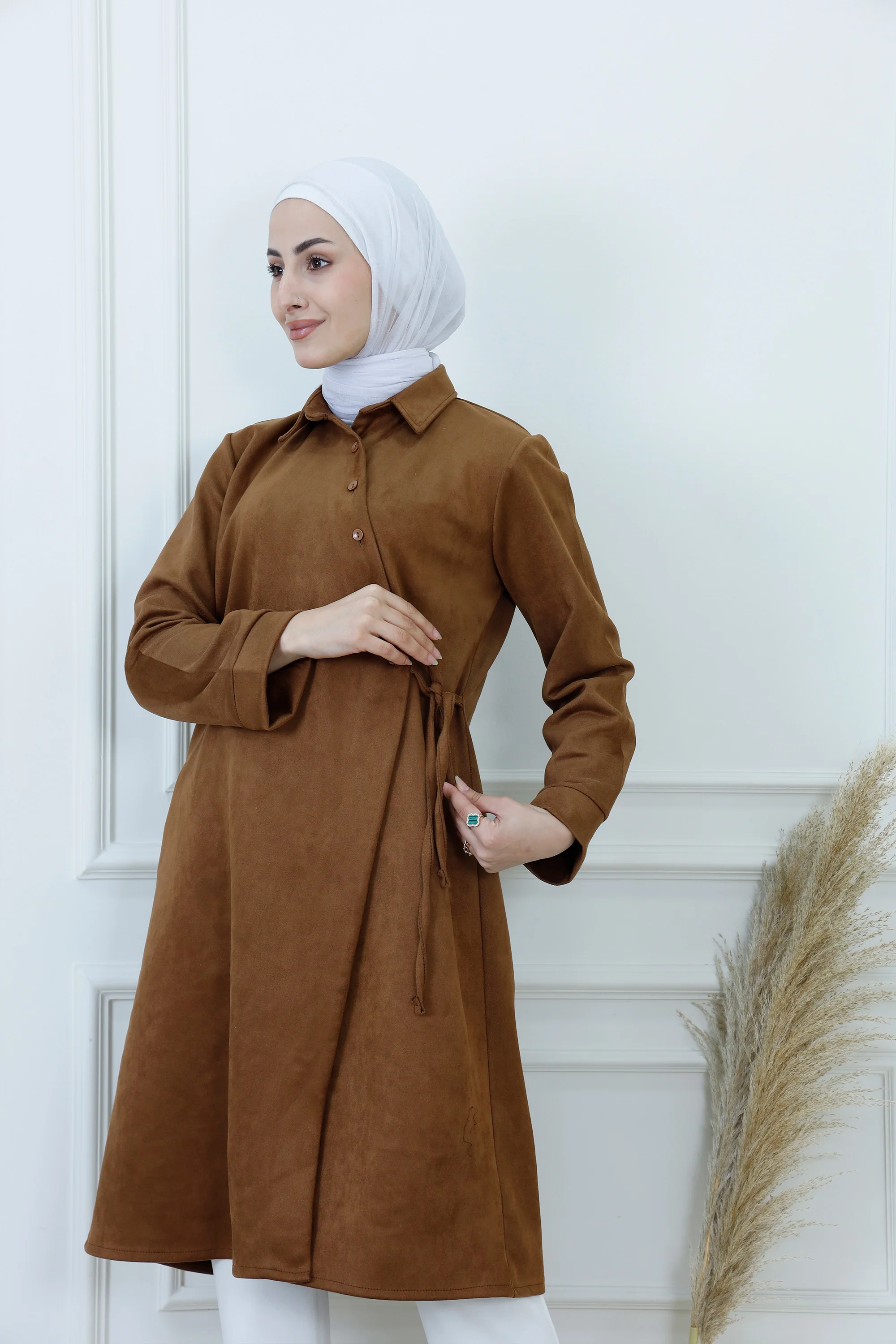 Button-Front Jacket with Adjustable Tie-Waist