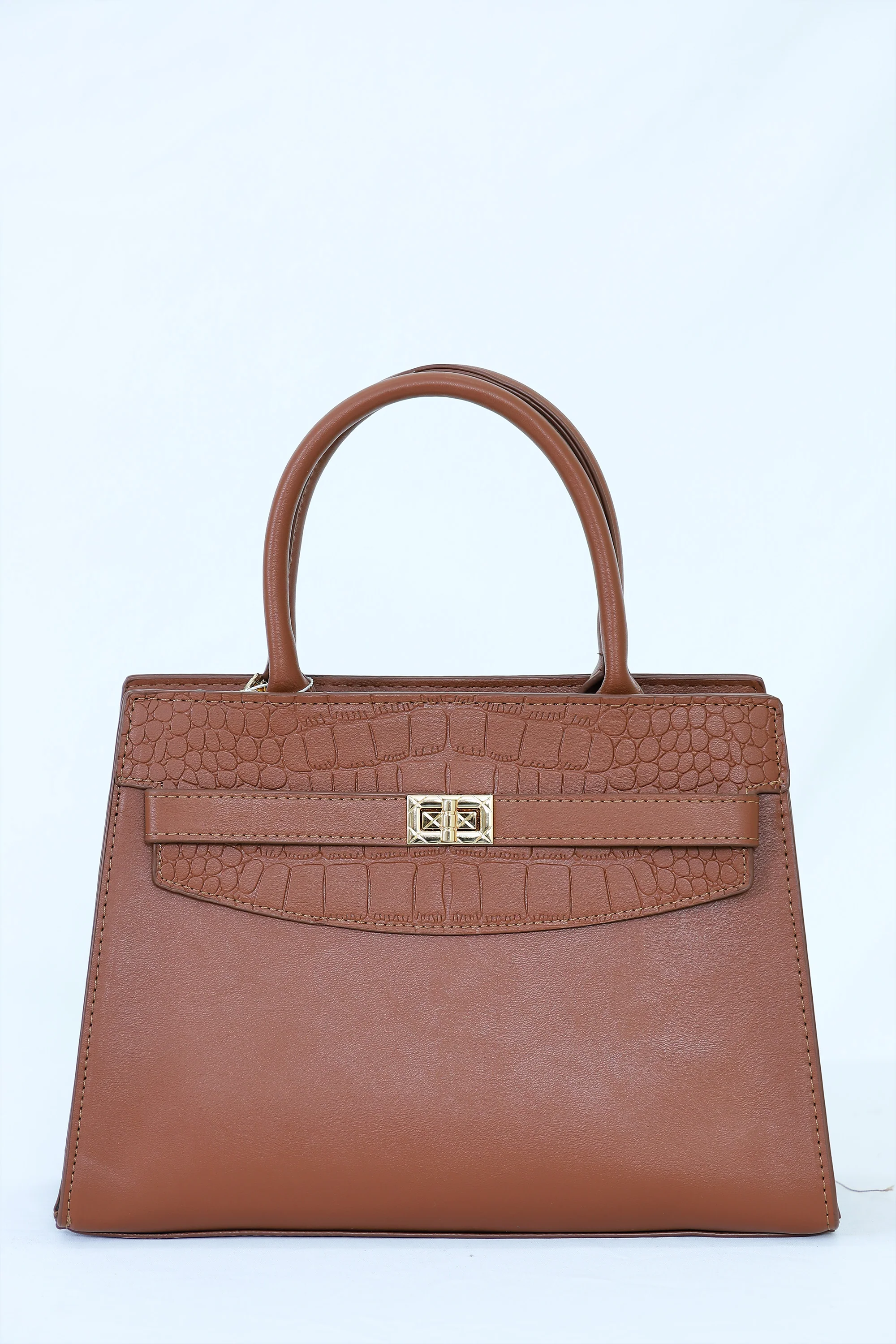 Structured Croc-Effect Handbag