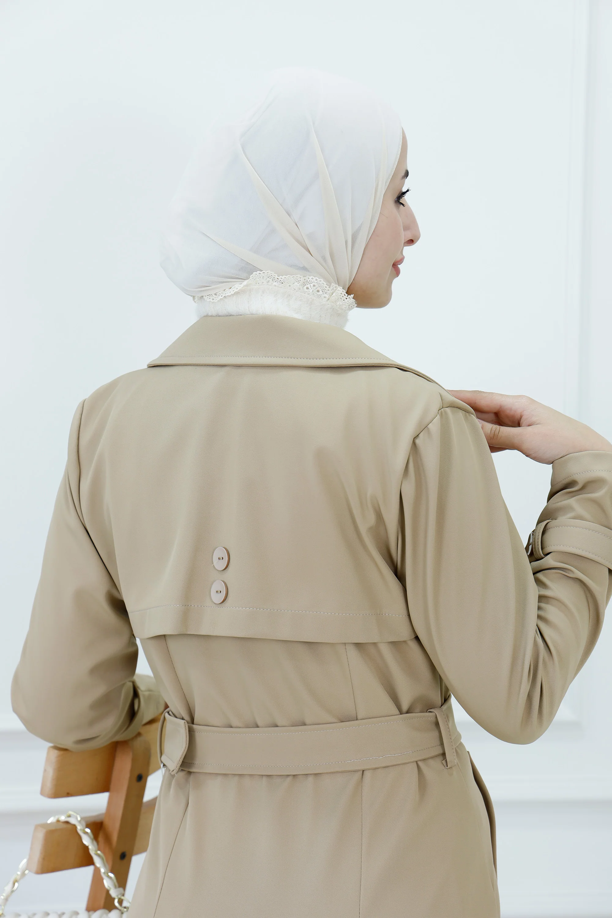 Belted Waist Mid-Length Trench Coat