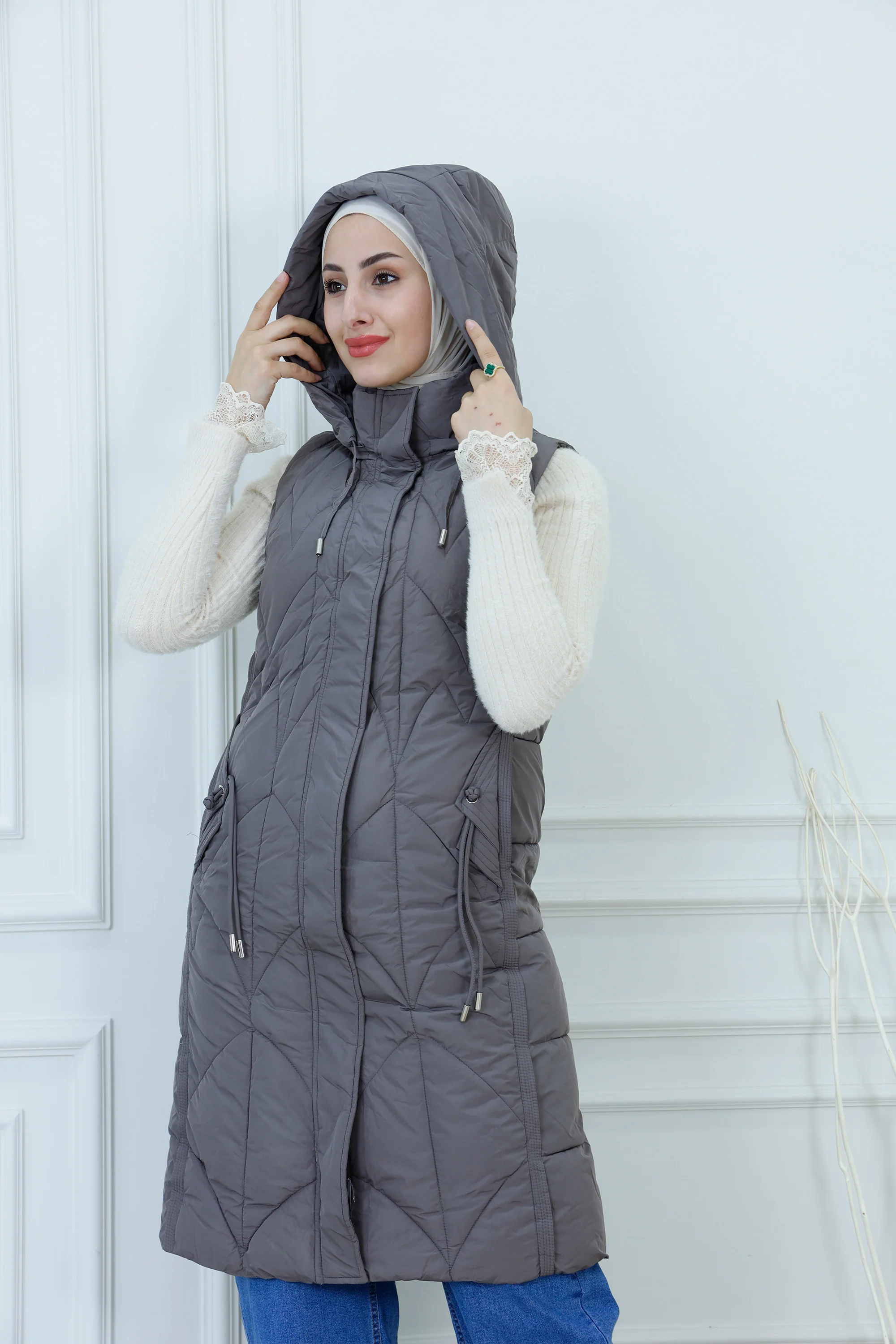 Long Hooded Puffer Vest
