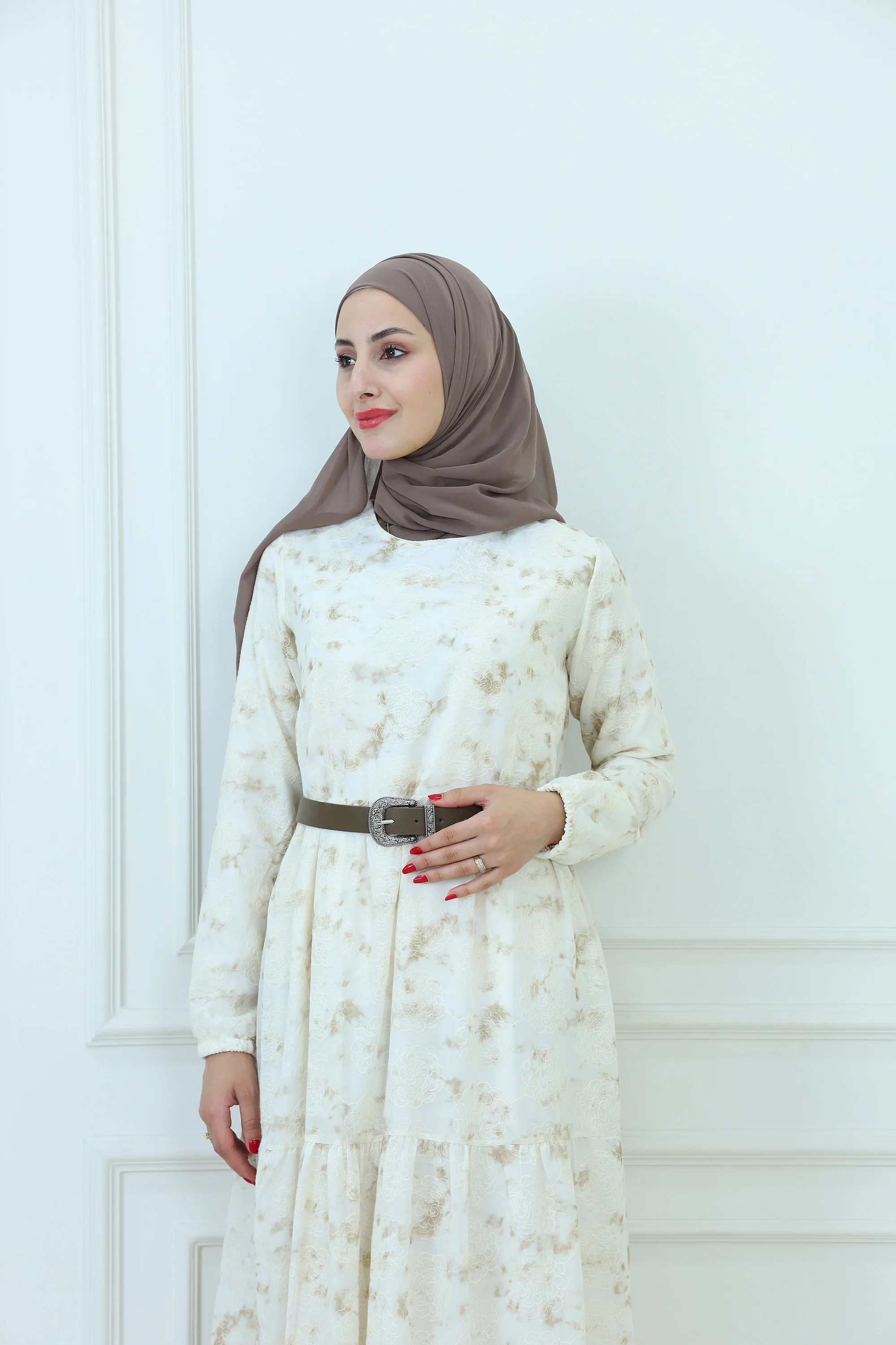 Floral Layered Maxi Dress with a Belt