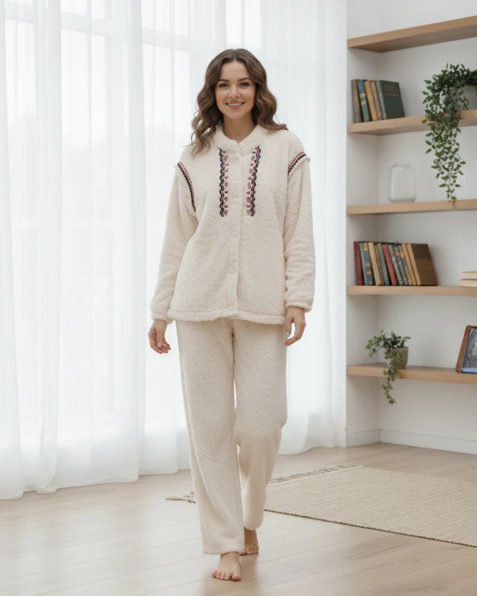 Cozy Pajama with Embroidered Details
