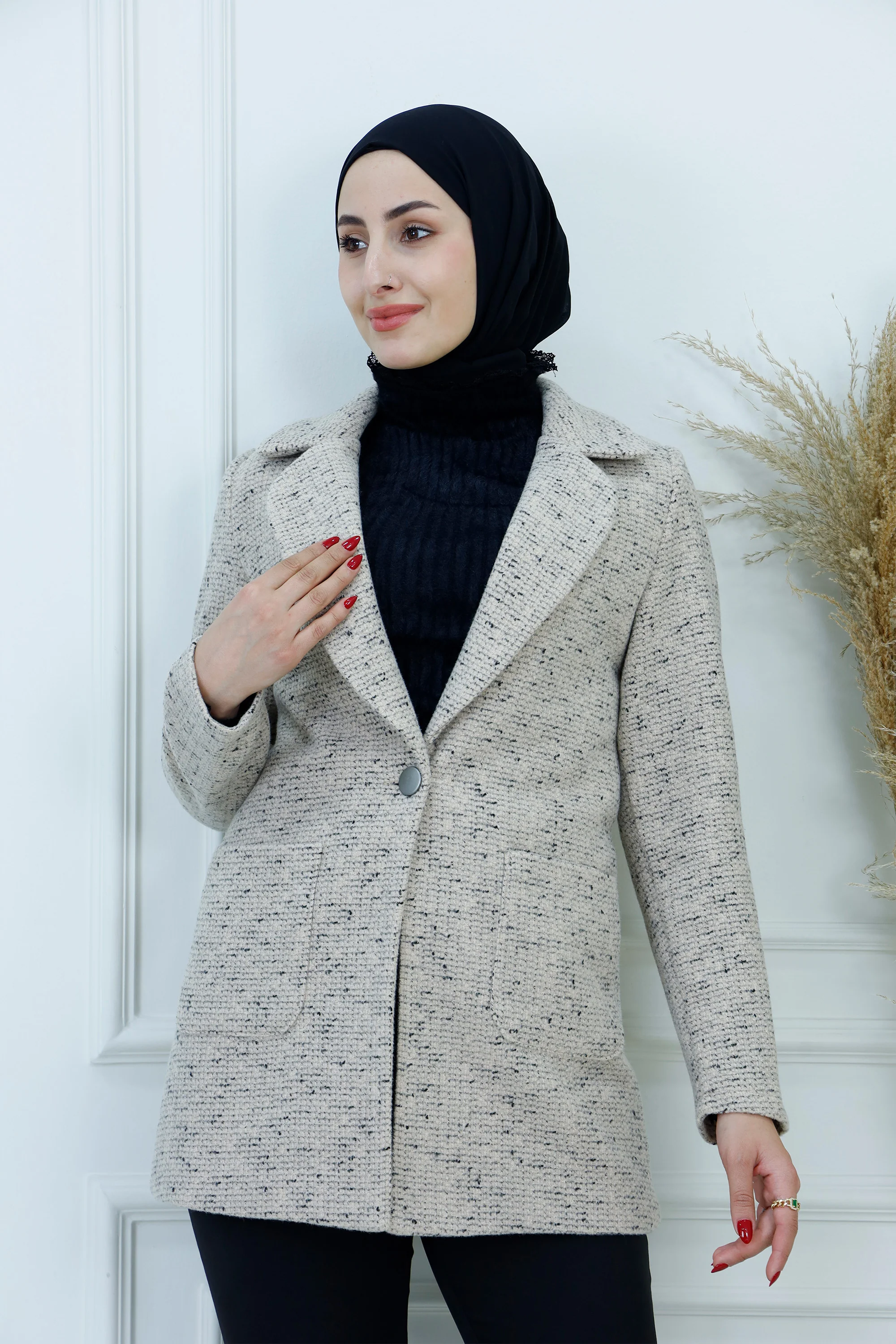 Textured Single-Button Blazer