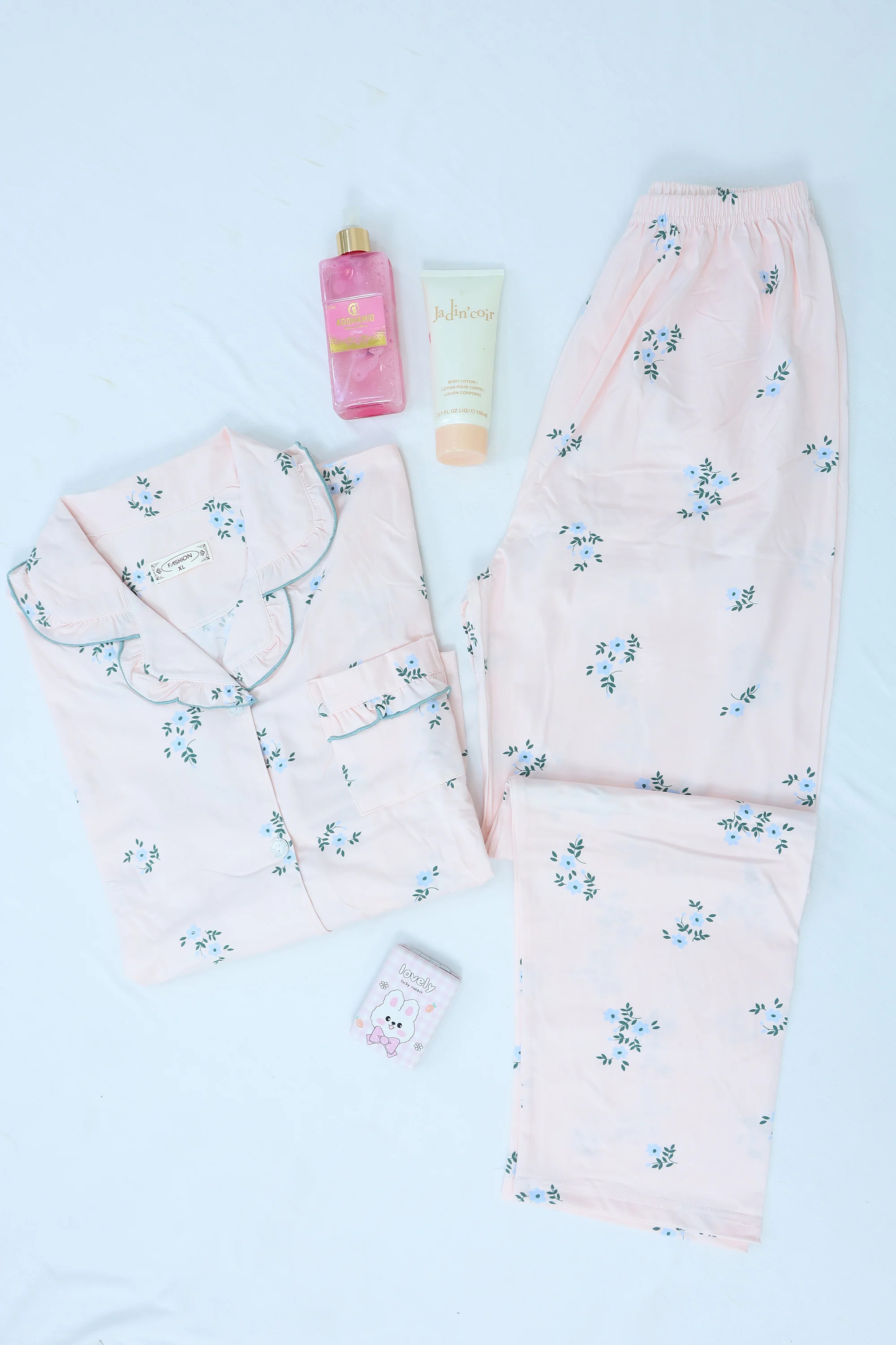 Floral Pajama Set with Ruffled Pocket