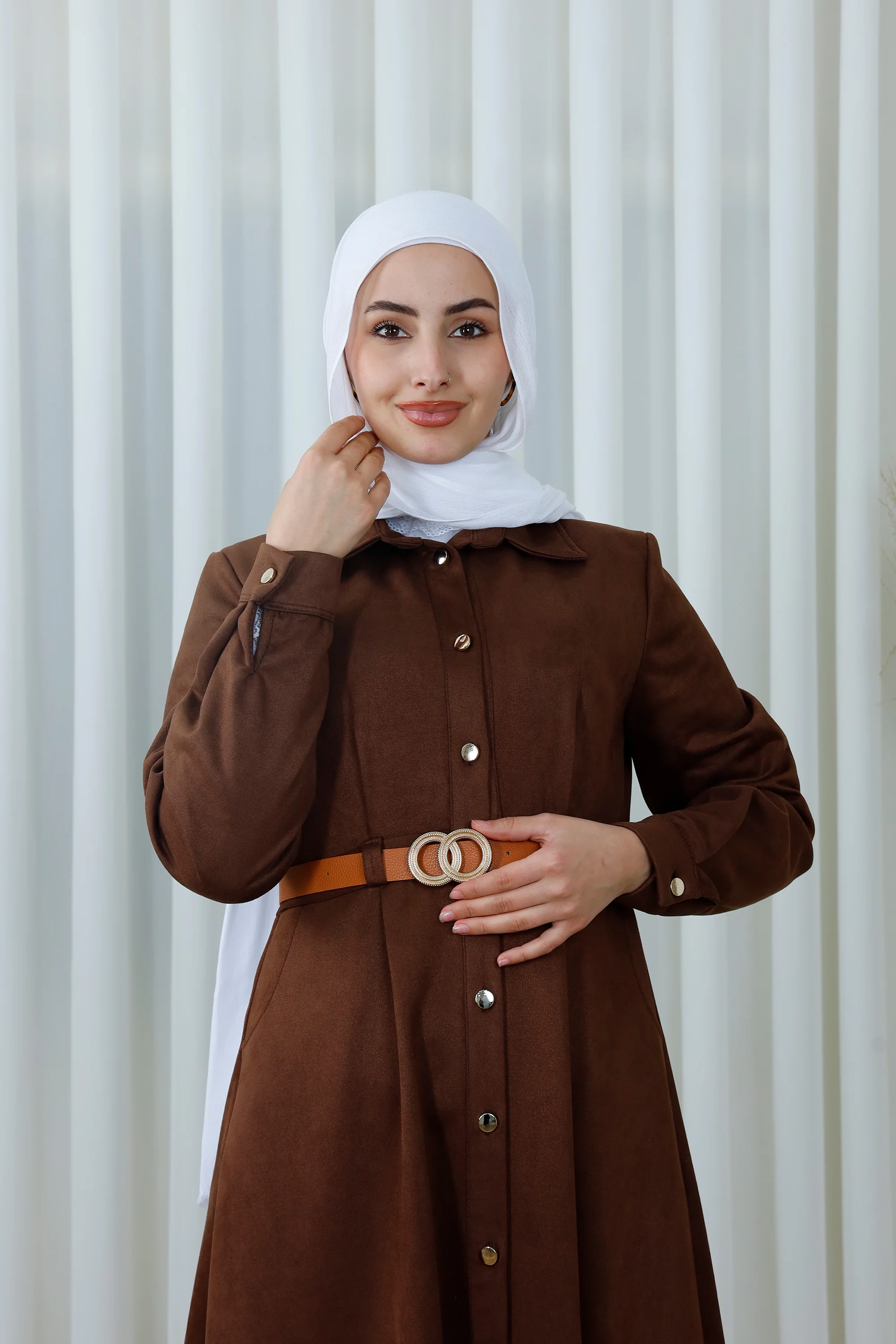 Belted-Maxi-Modest-Shirt �C Elegance