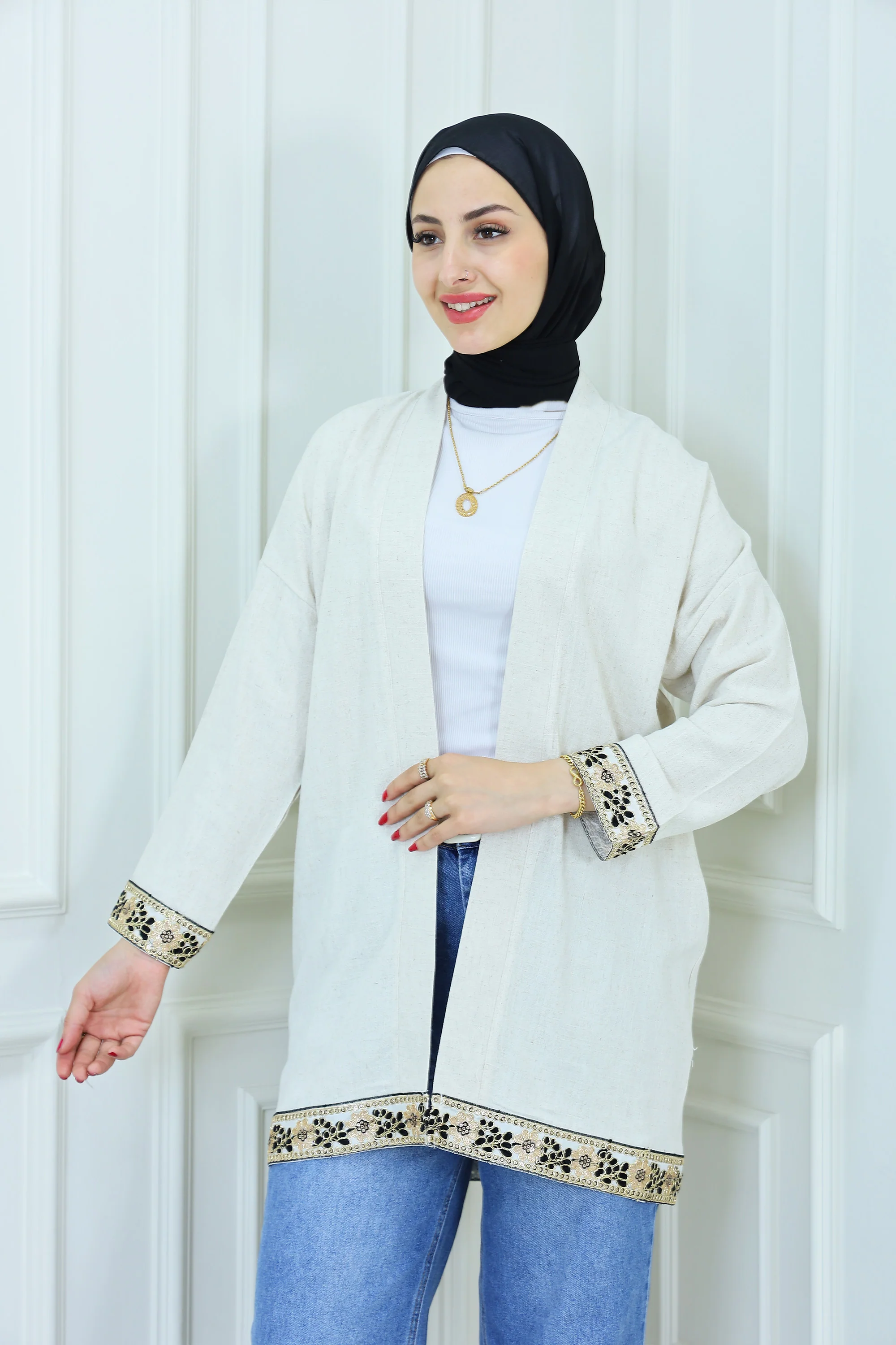 Open Front Embroidered Jacket