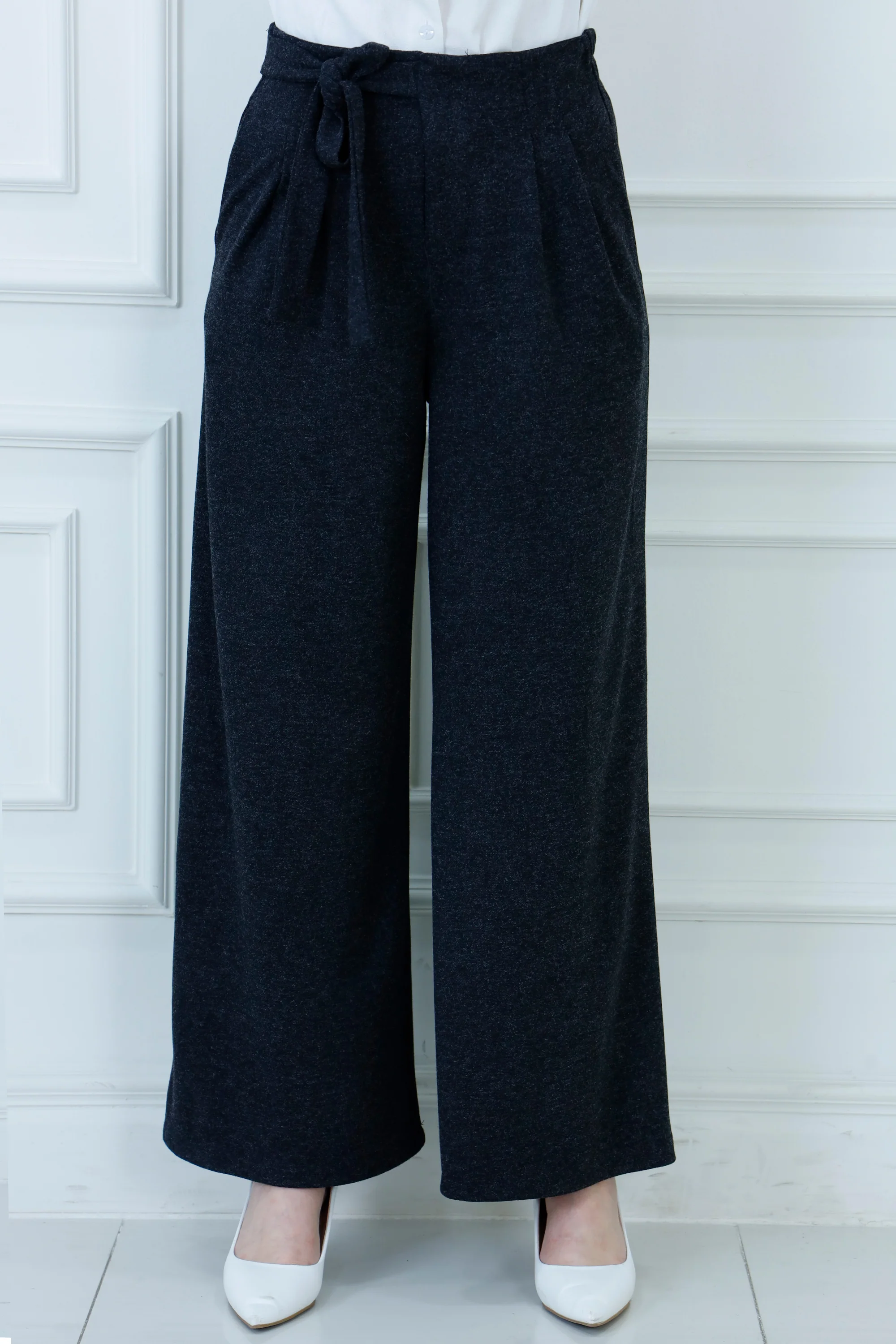 High-Waist Wide-Leg-Paperbag Trousers