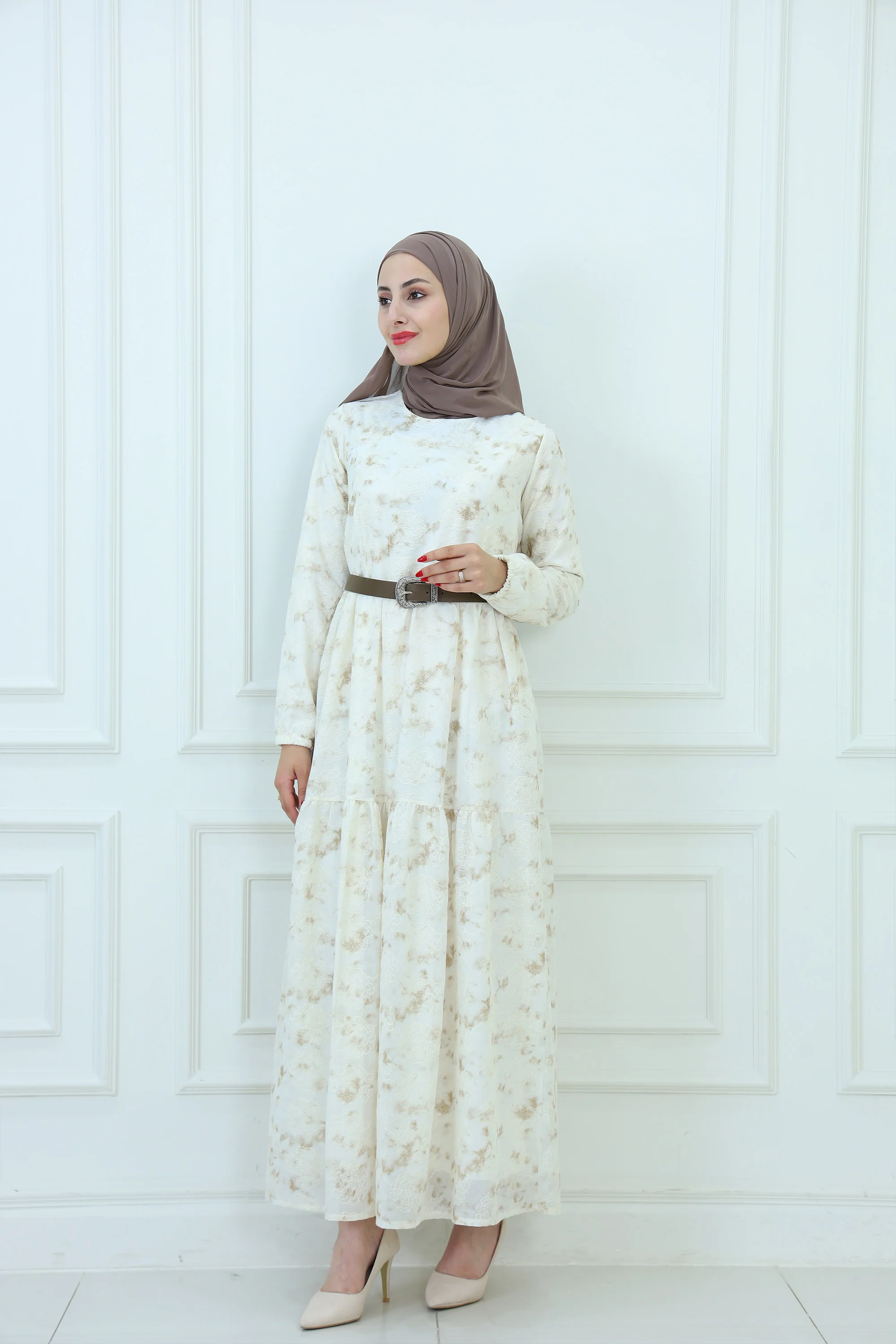 Floral Layered Maxi Dress with a Belt