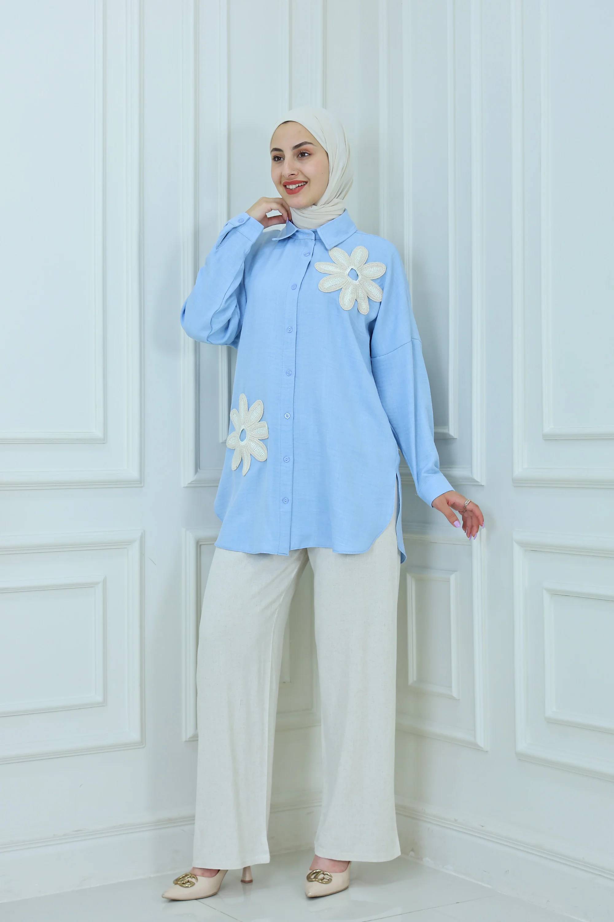 Elegant 2-Pcs Outfit Set With Flowers