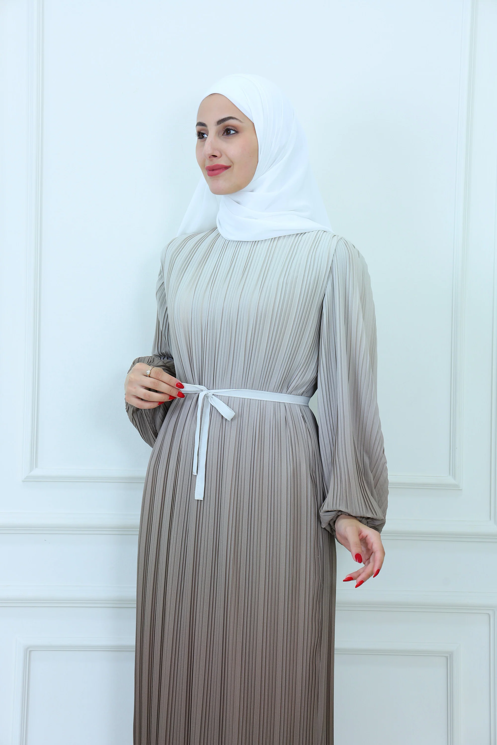 Faded Pleated Chiffon Maxi Dress