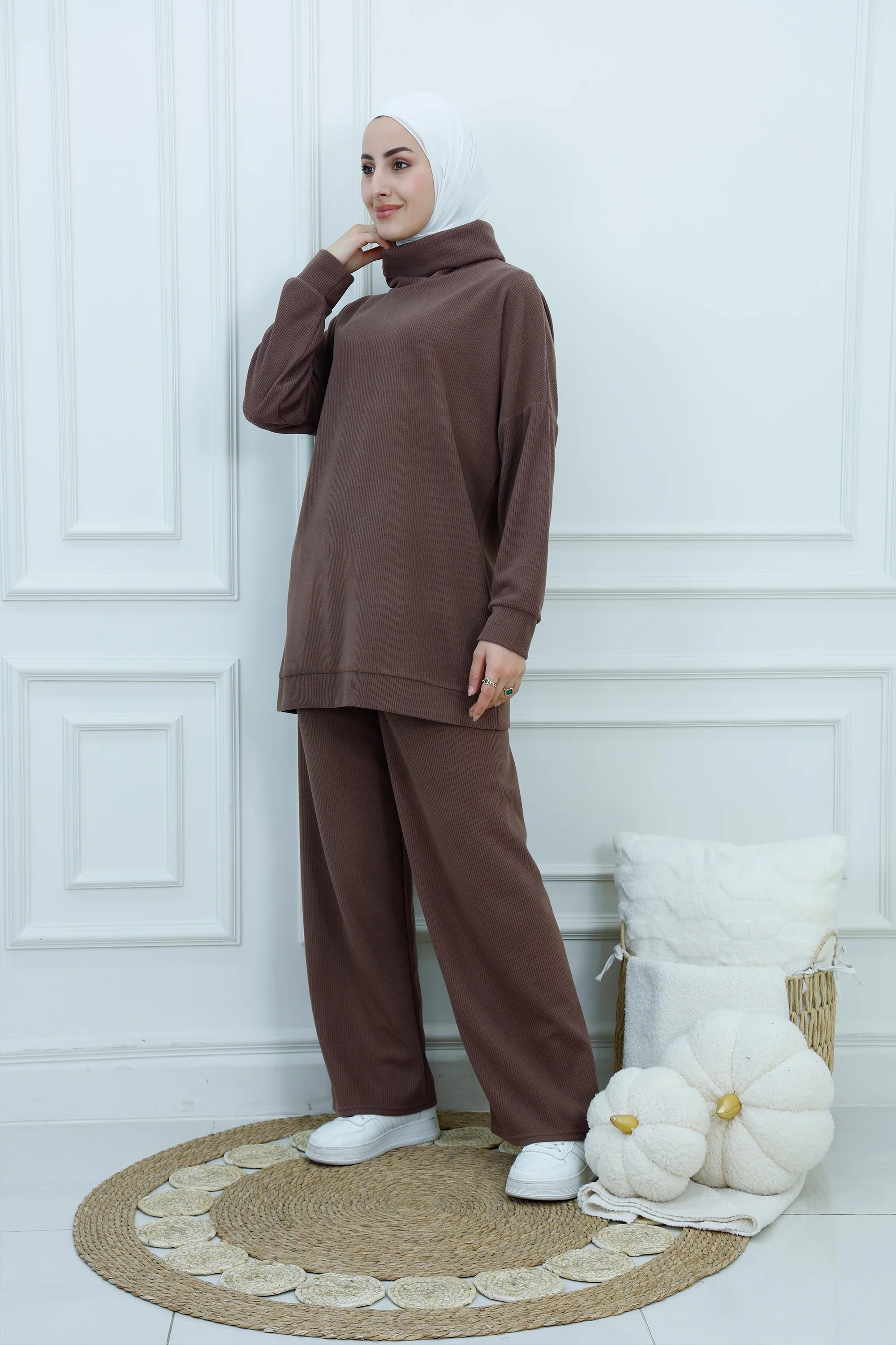 Ribbed Turtleneck Suit �C Modest Fit