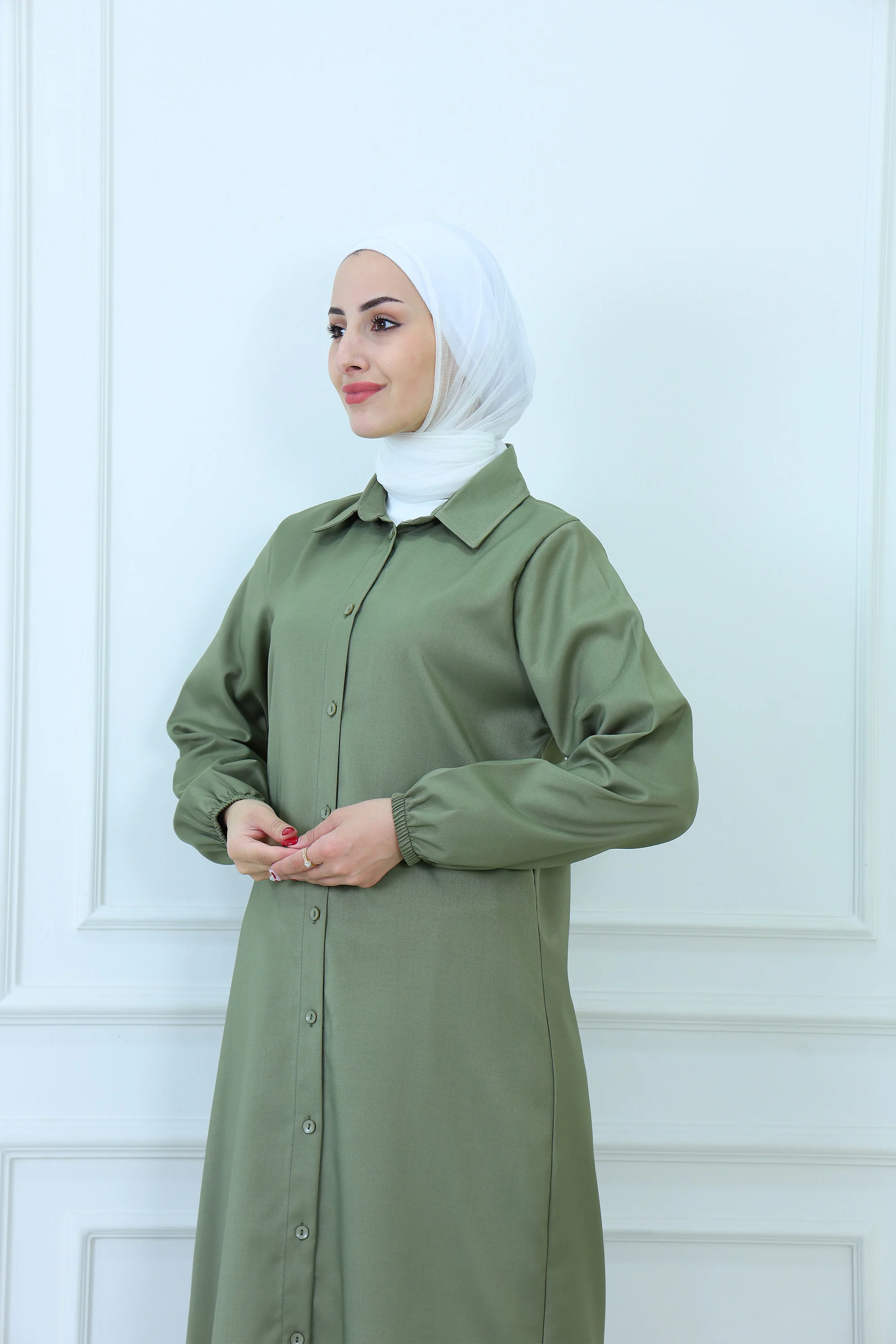 Two-Pieces Modest Suit with Long Shirt and Wide Pants