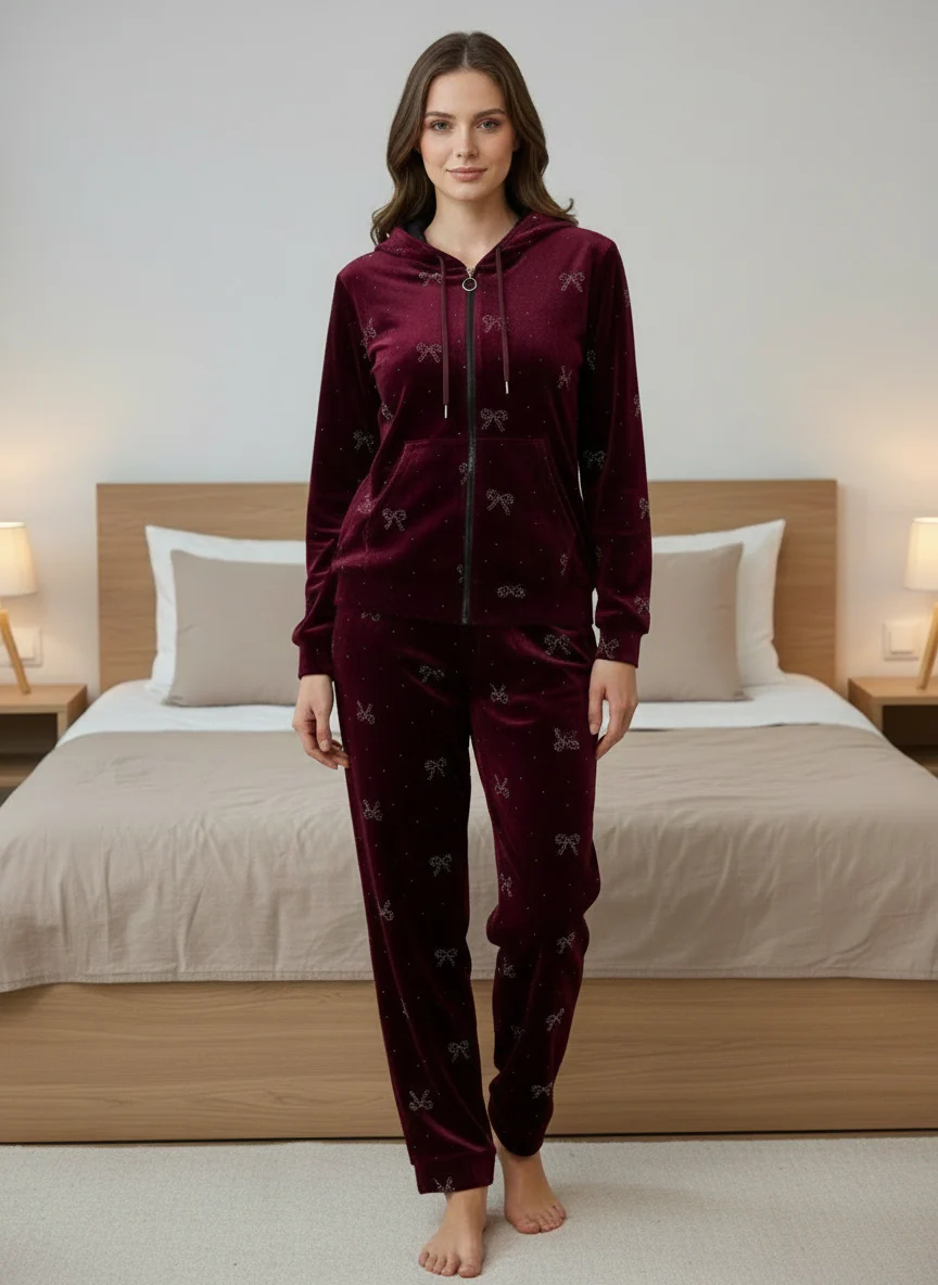 Velvet Zip Pajama Set