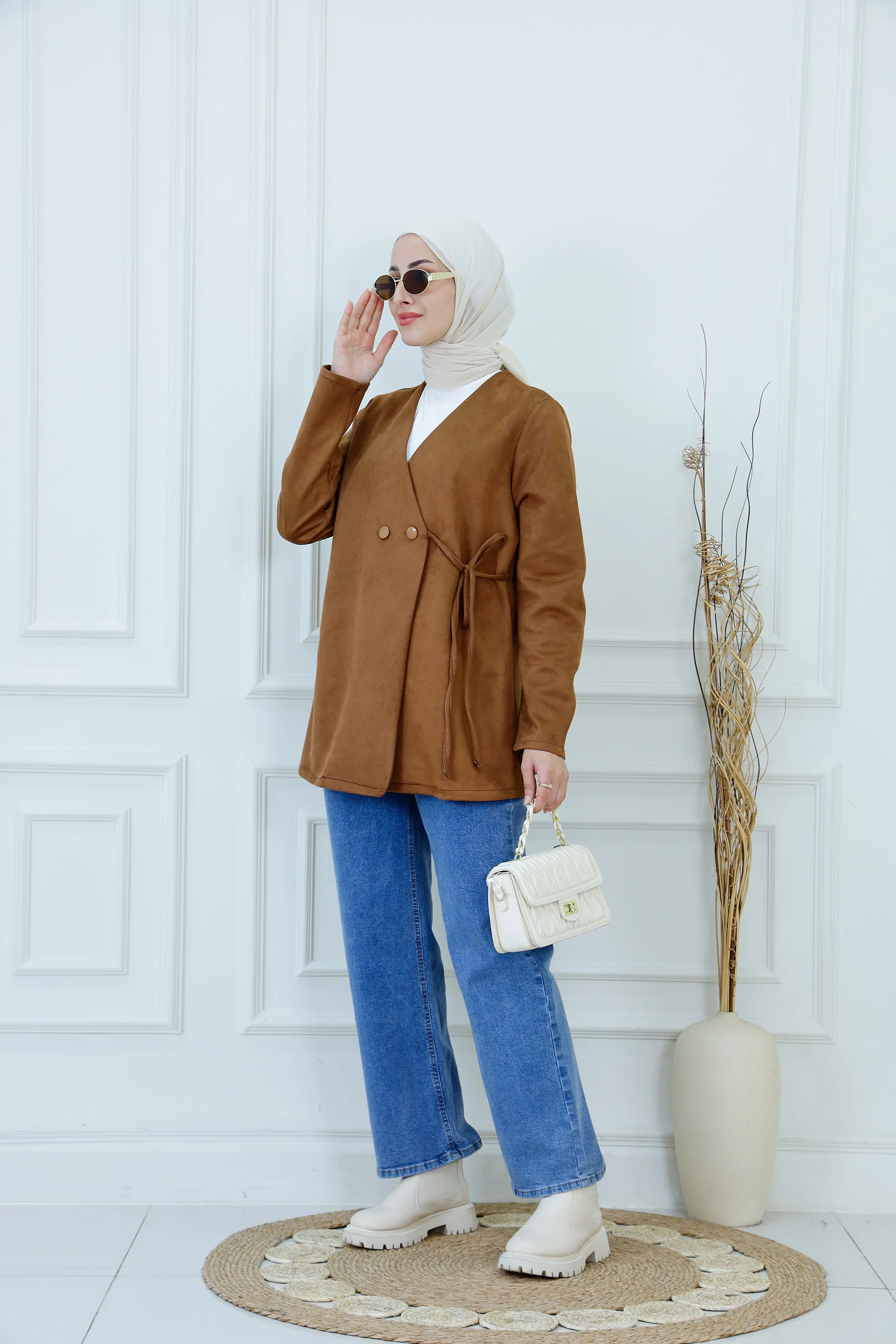 Chic Tailored Wrap-Front Short Jacket