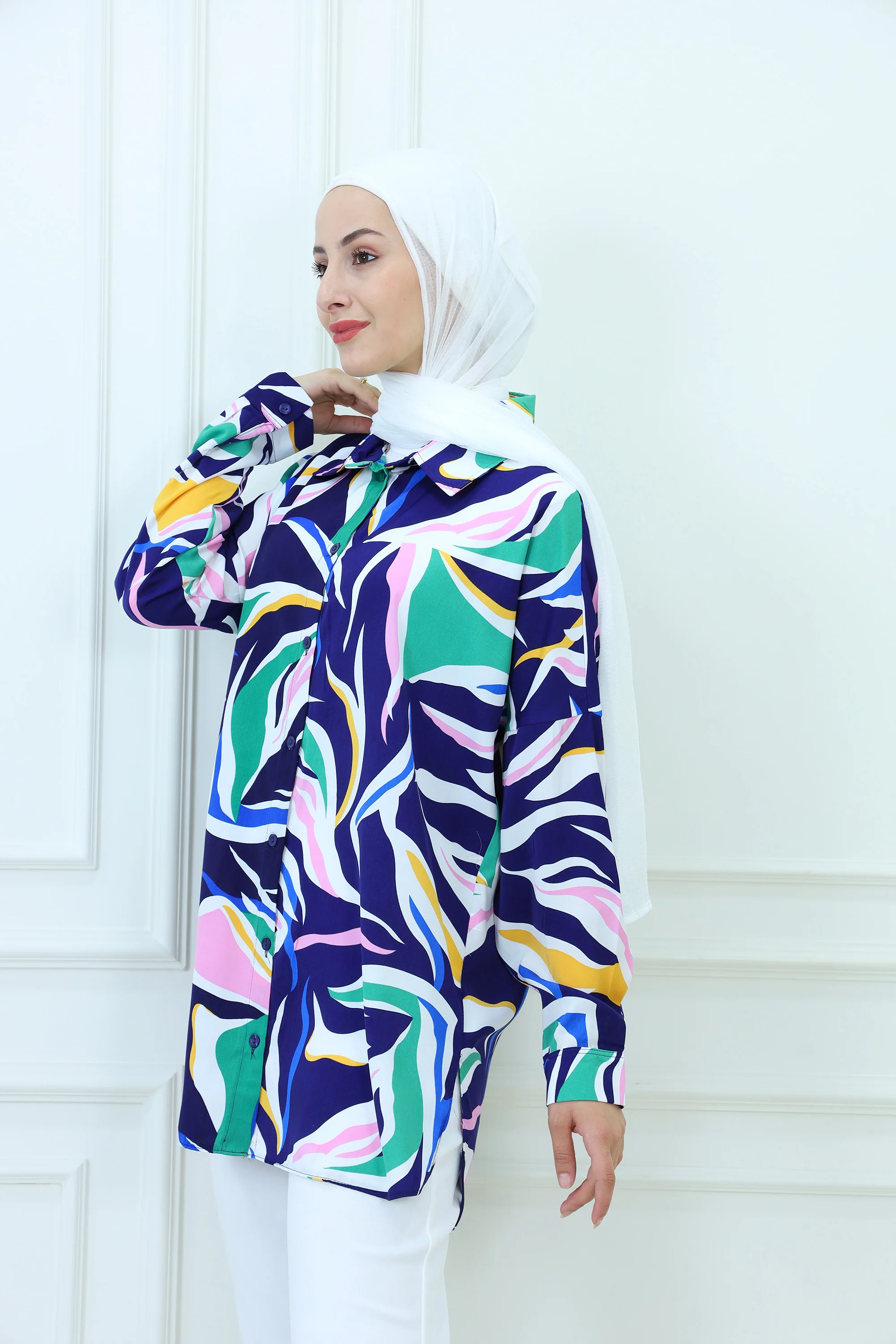 Boyfriend-Fit Patterned Shirt