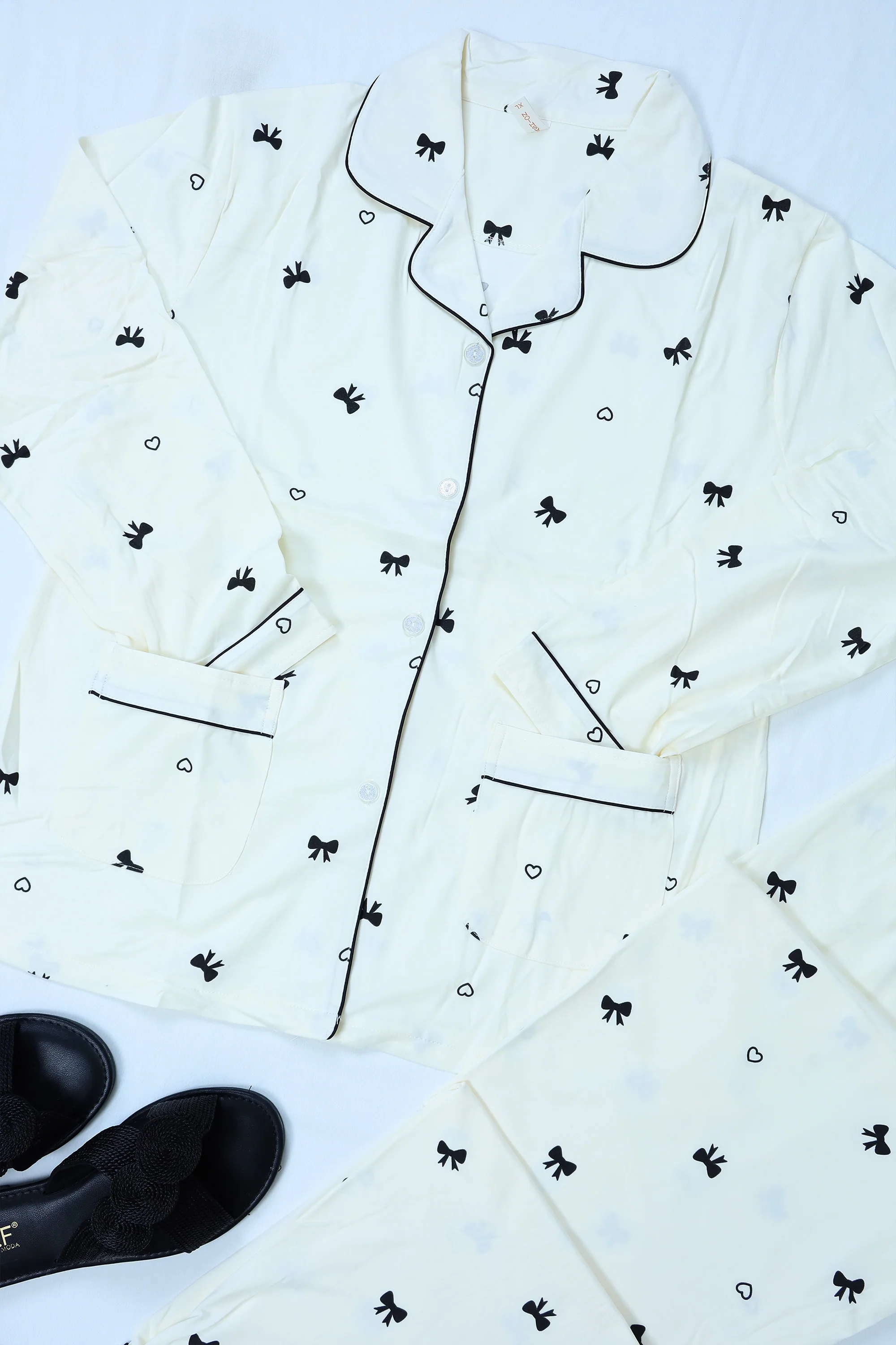 Bow & Heart Printed Pajama Set