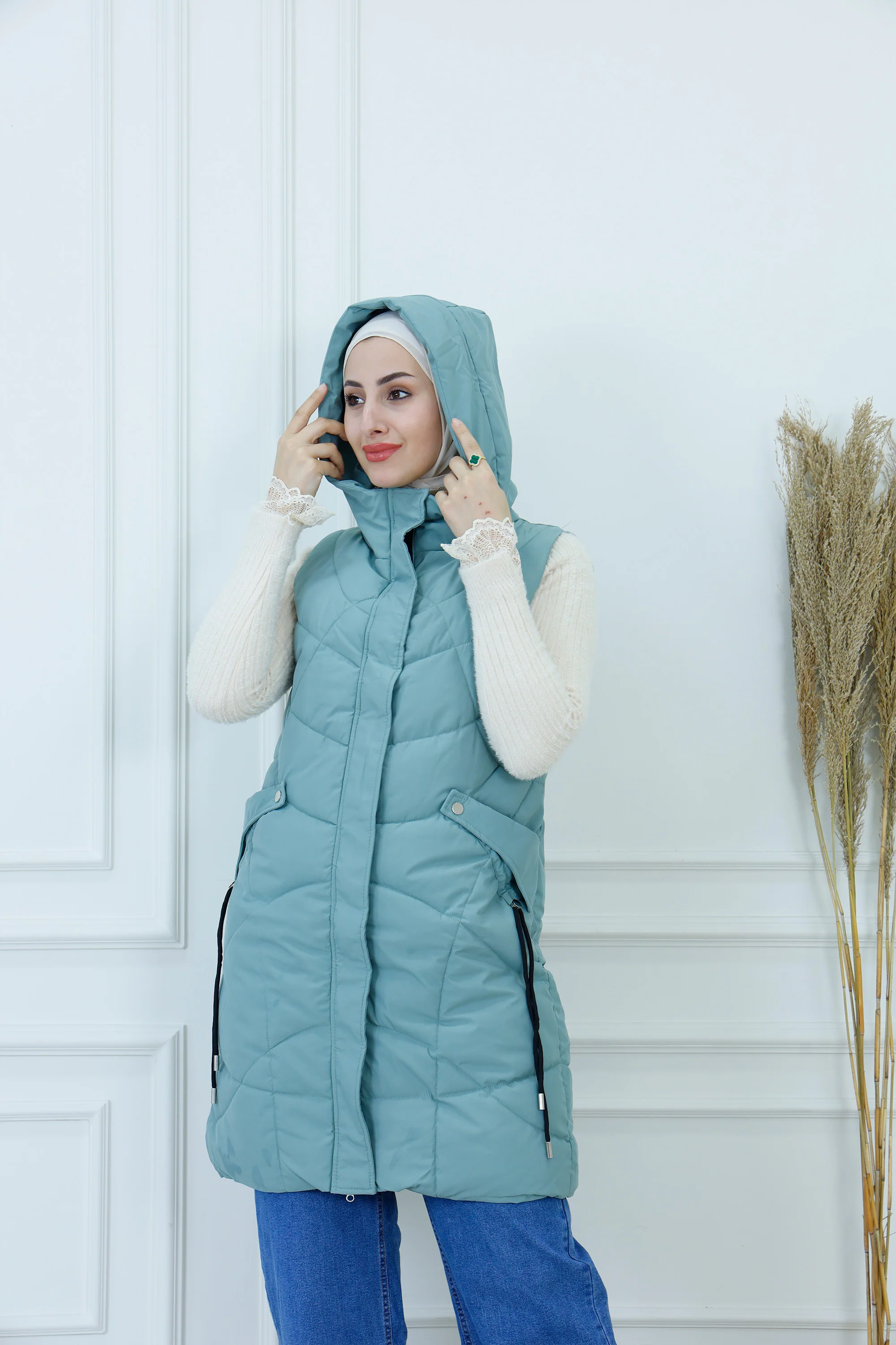 Long Hooded Puffer Vest