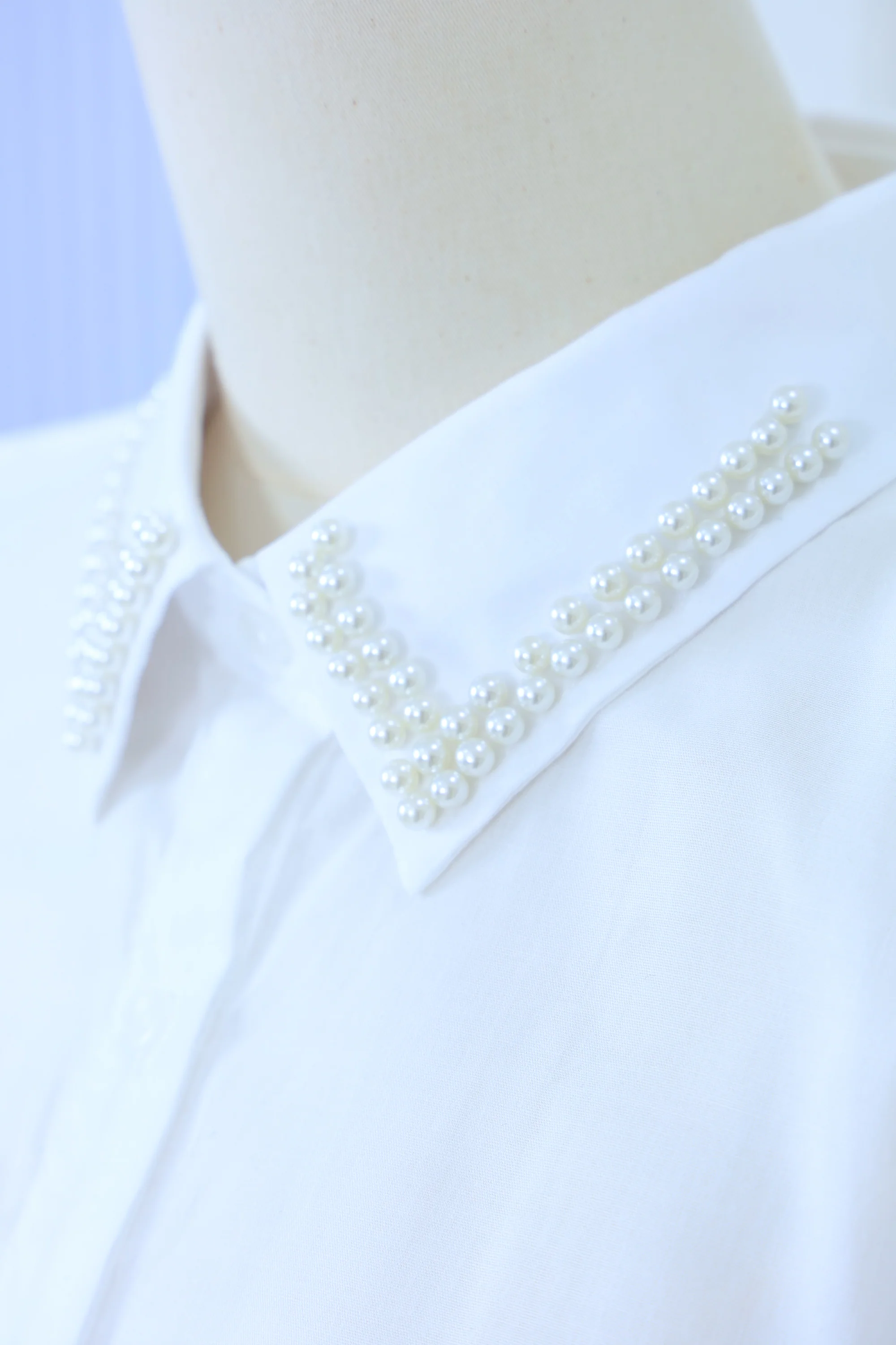 High Neck Shirt with Pearls (A)