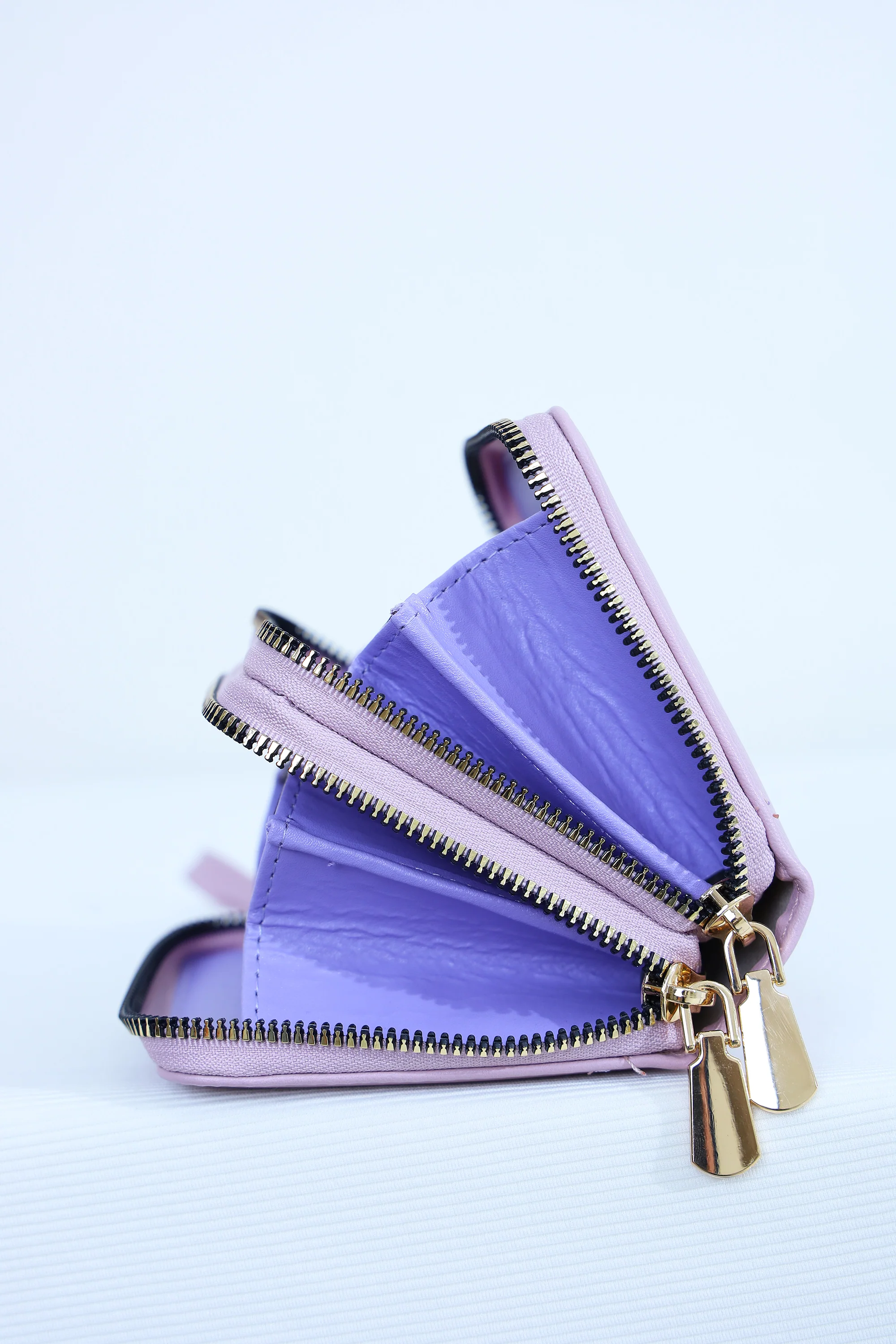 Double Zipper Plain Purse