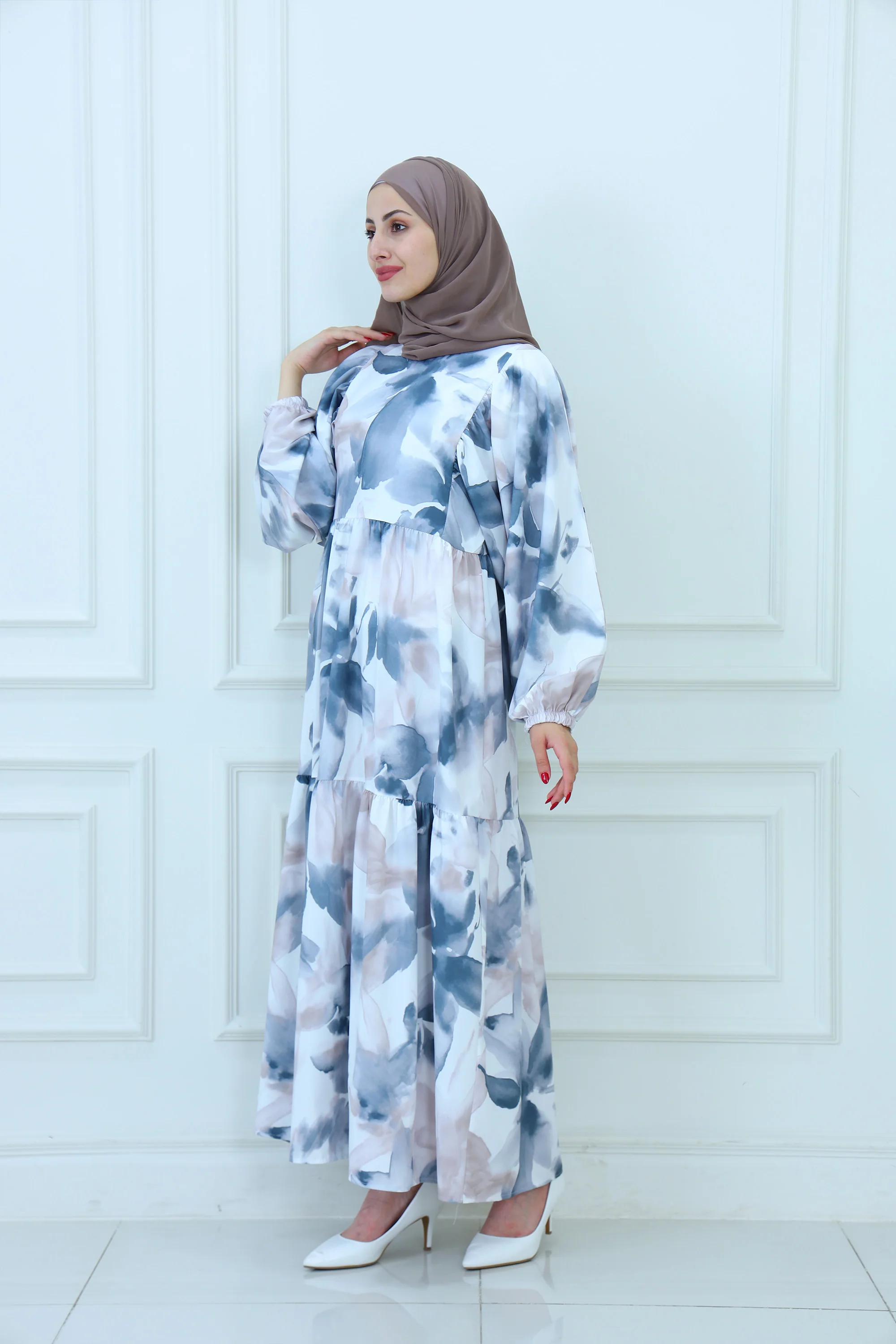 Elegant Floral Modest Maxi Dress