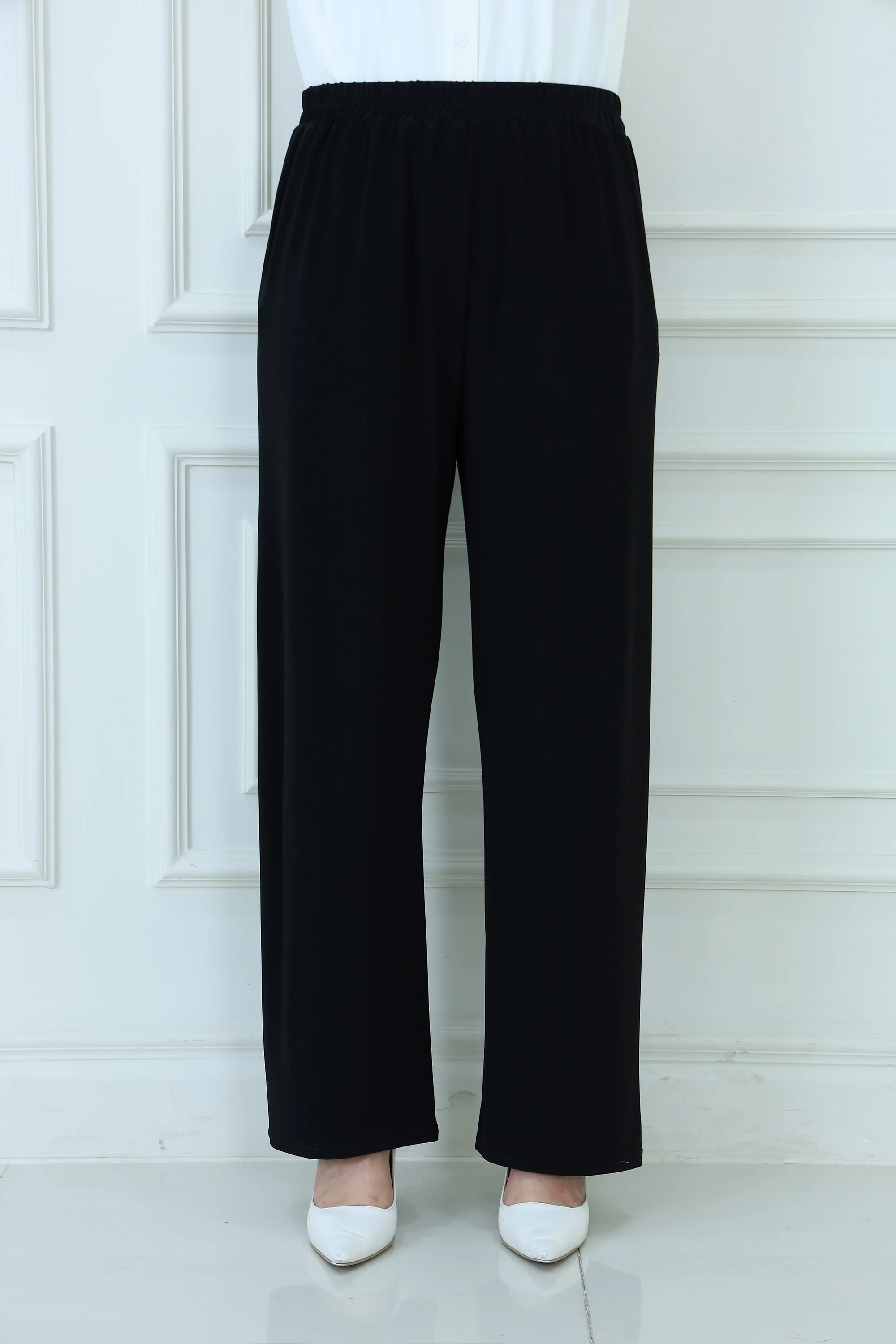 Straight-Fit Elastic Waist Pants