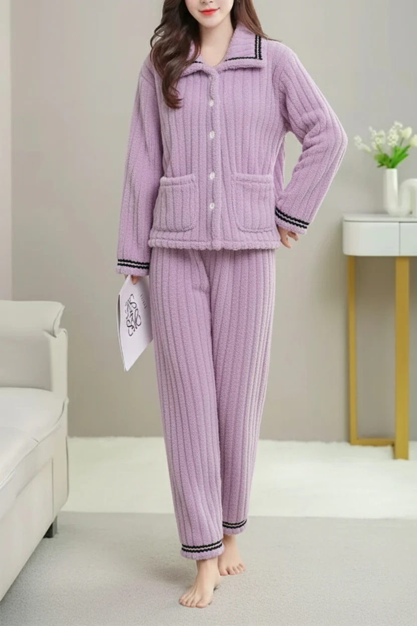 Plush-Fleece Button-Up Pajama