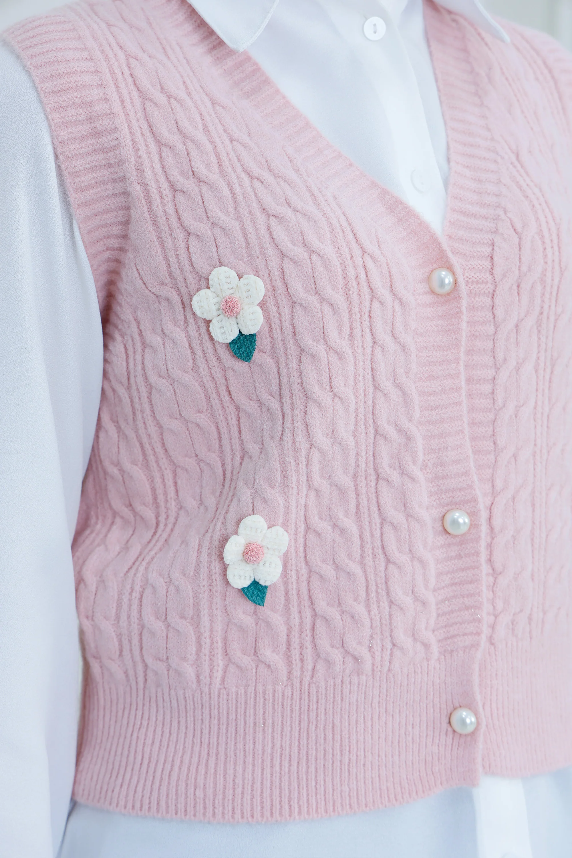Classic Knit Button-Up Cardigan Vest