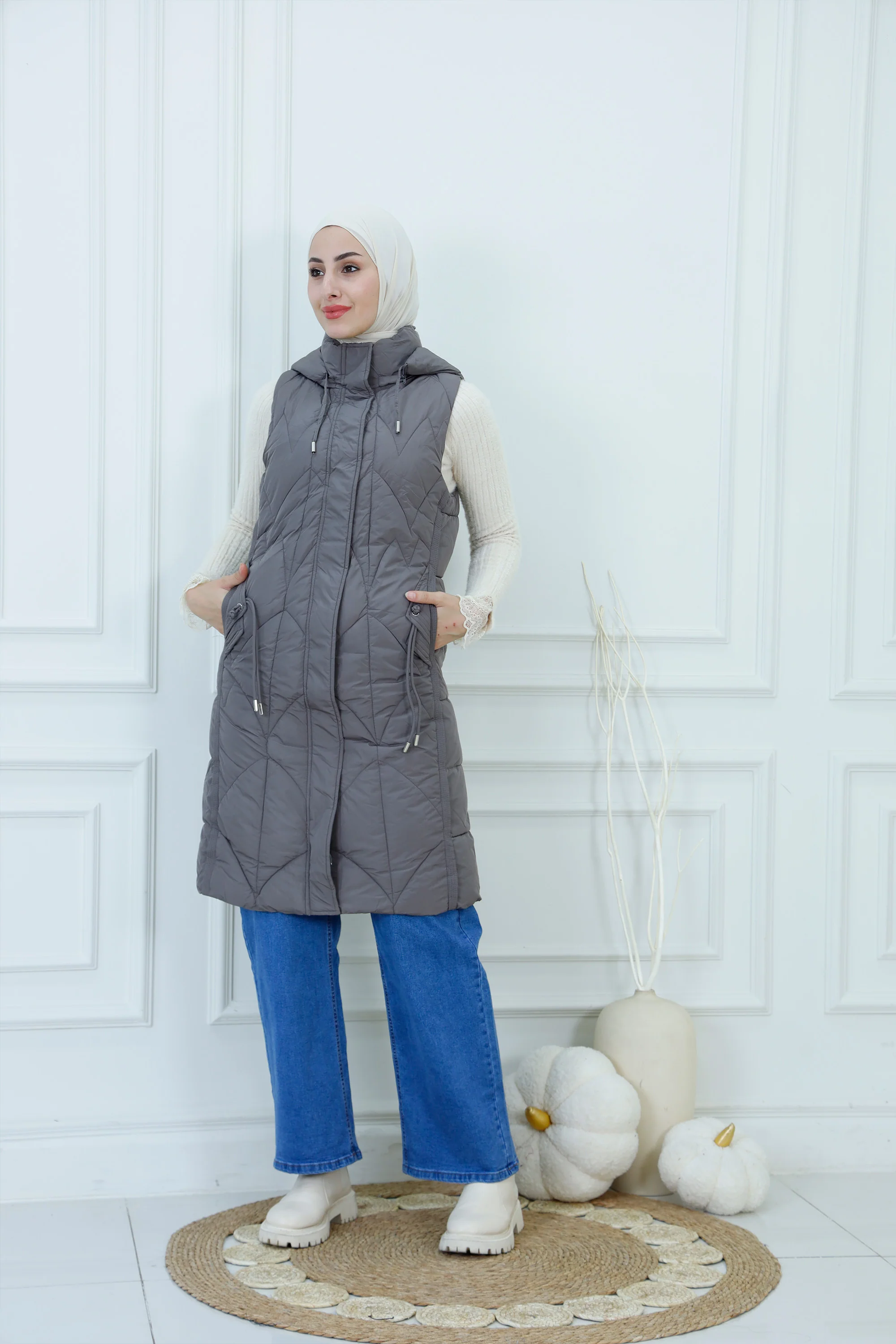 Long Hooded Puffer Vest