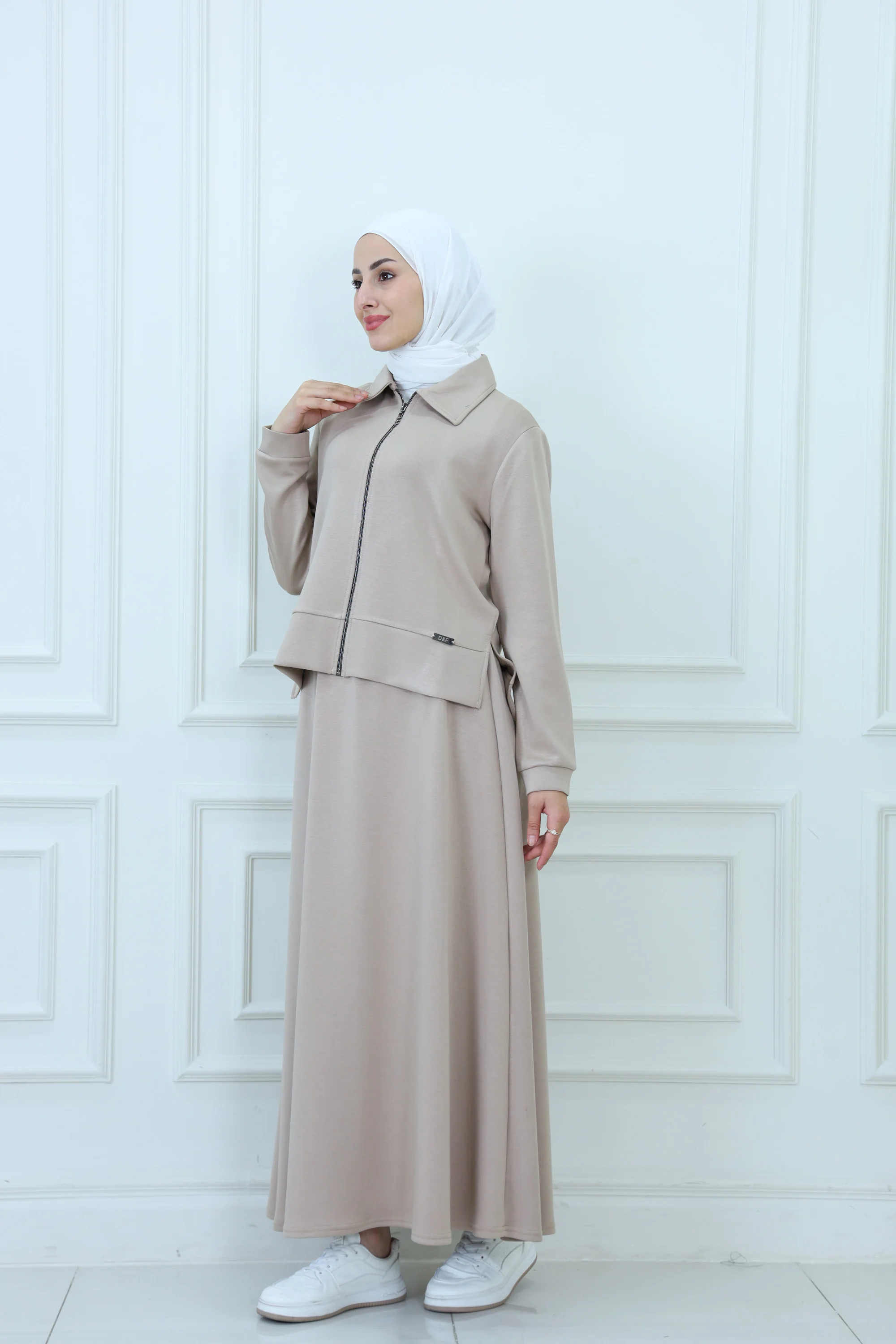 Comfortable Cotton Skirt and Jacket Ensemble