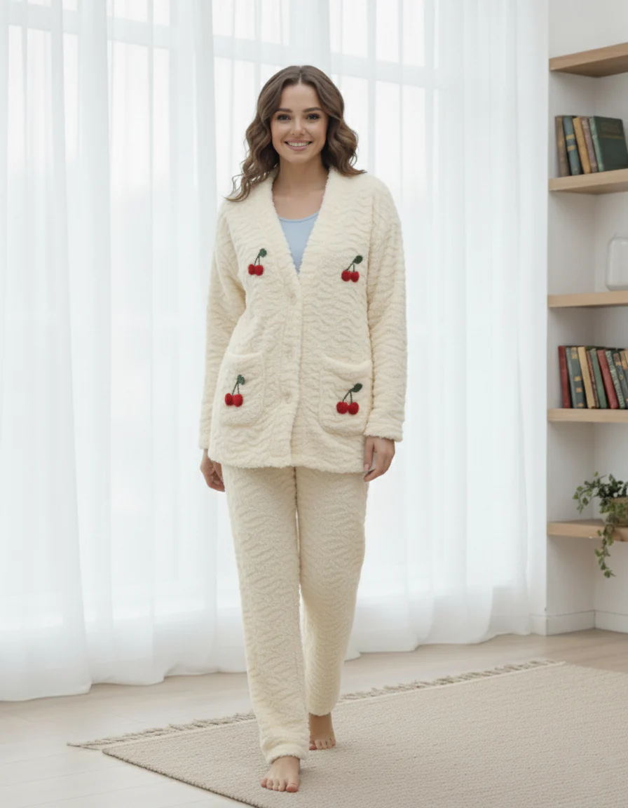 Playful Cherry Fuzzy Pajama