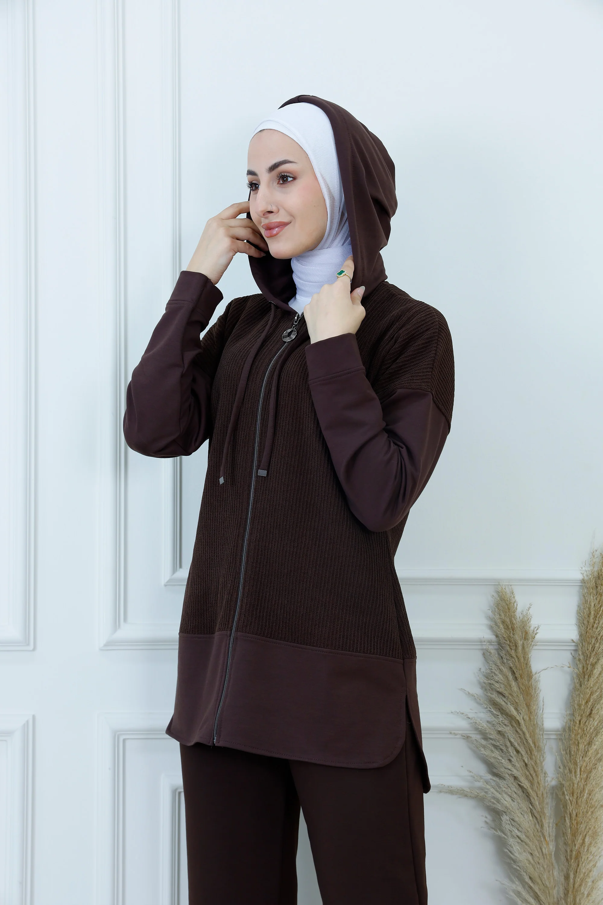 The Textured Panel Full-Zip Tunic Tracksuit