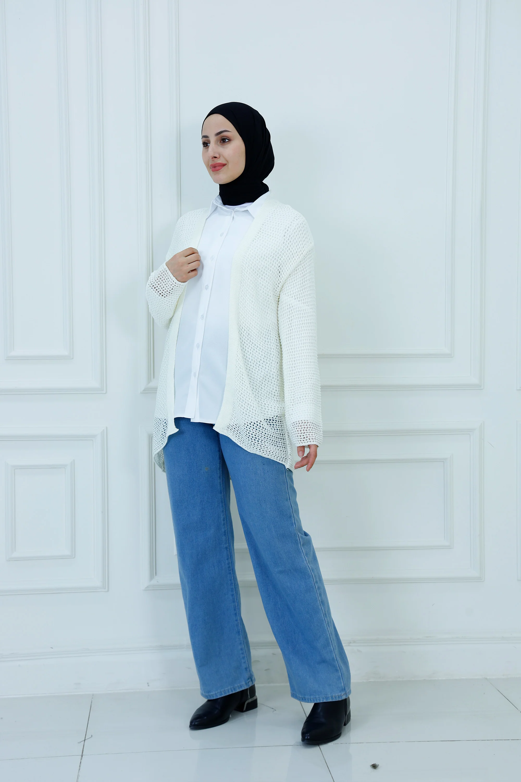 Open-Knit Pointelle Cardigan