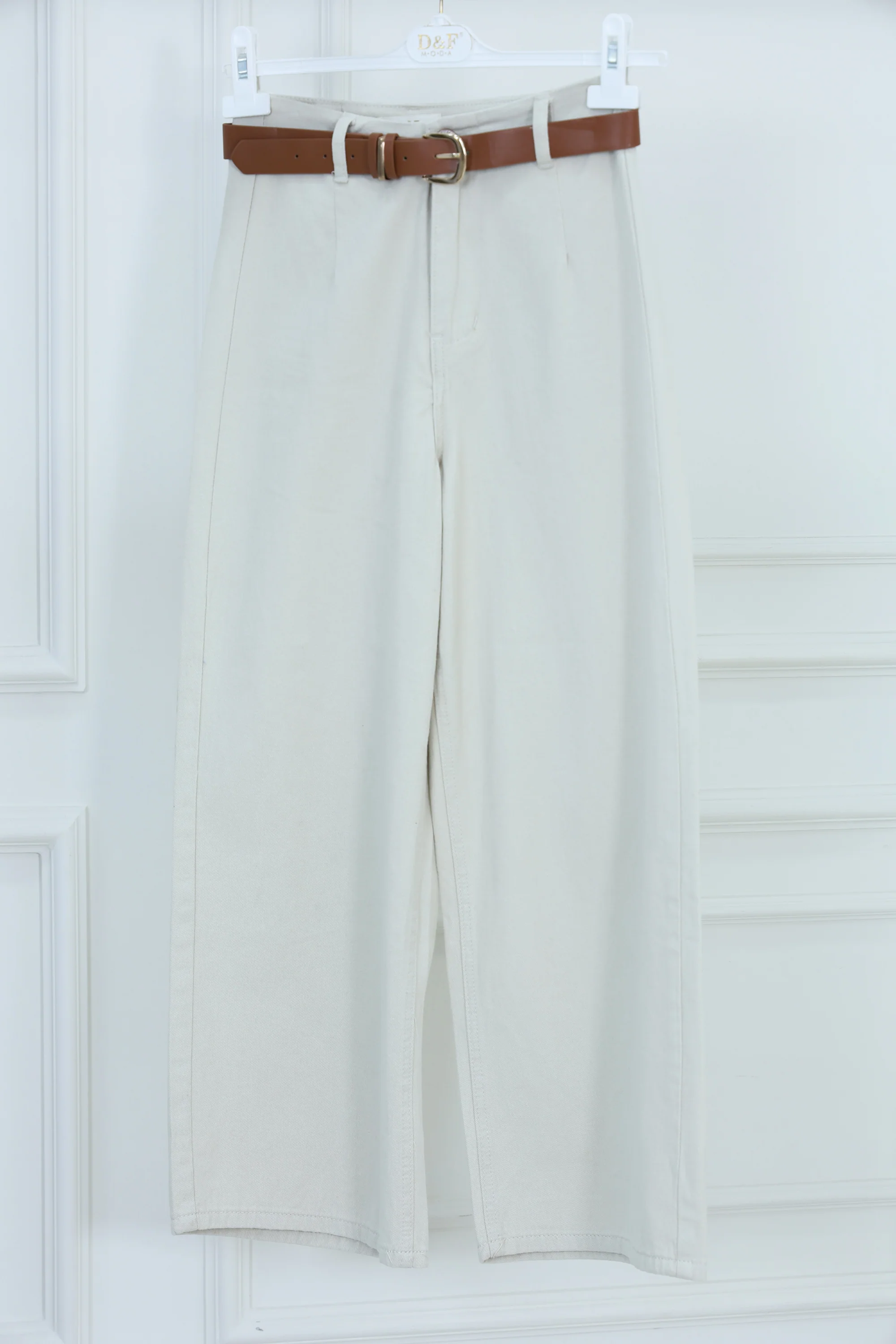 Beige Straight Fit Pants