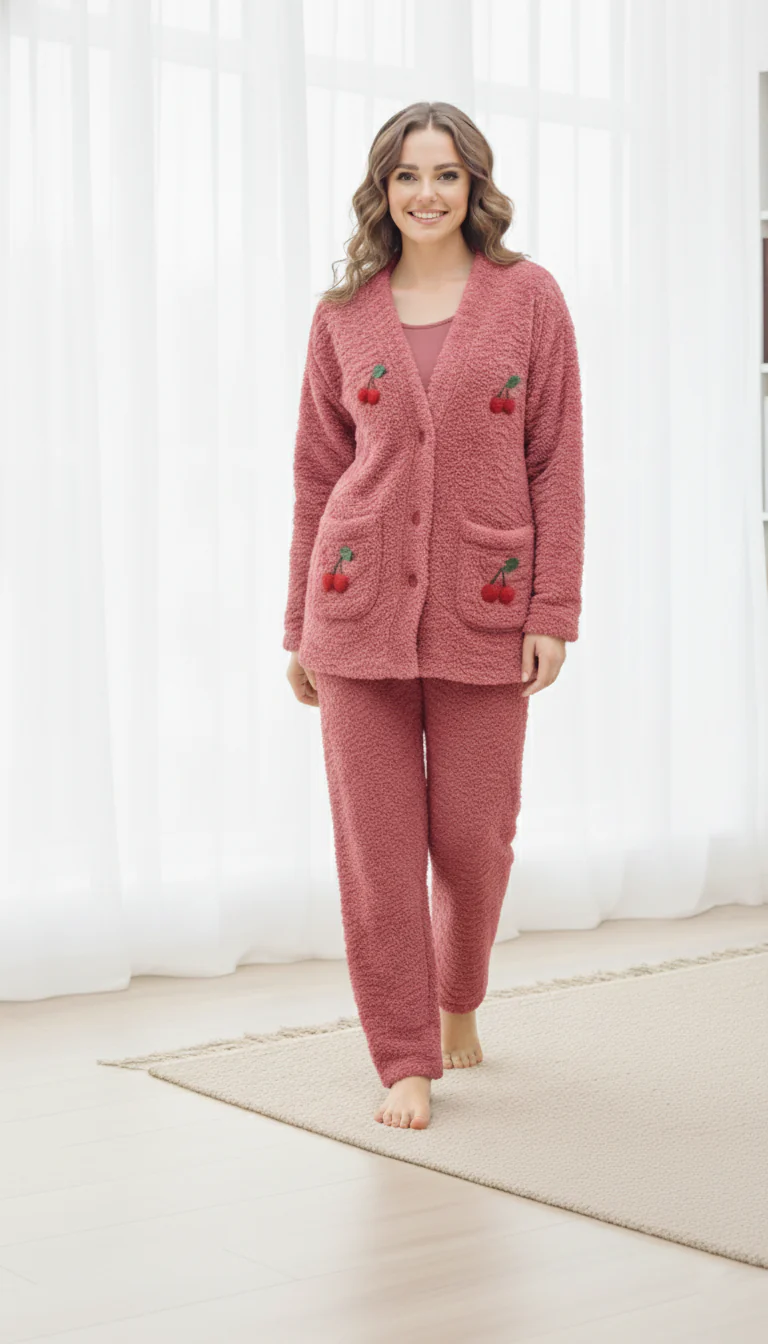 Playful Cherry Fuzzy Pajama