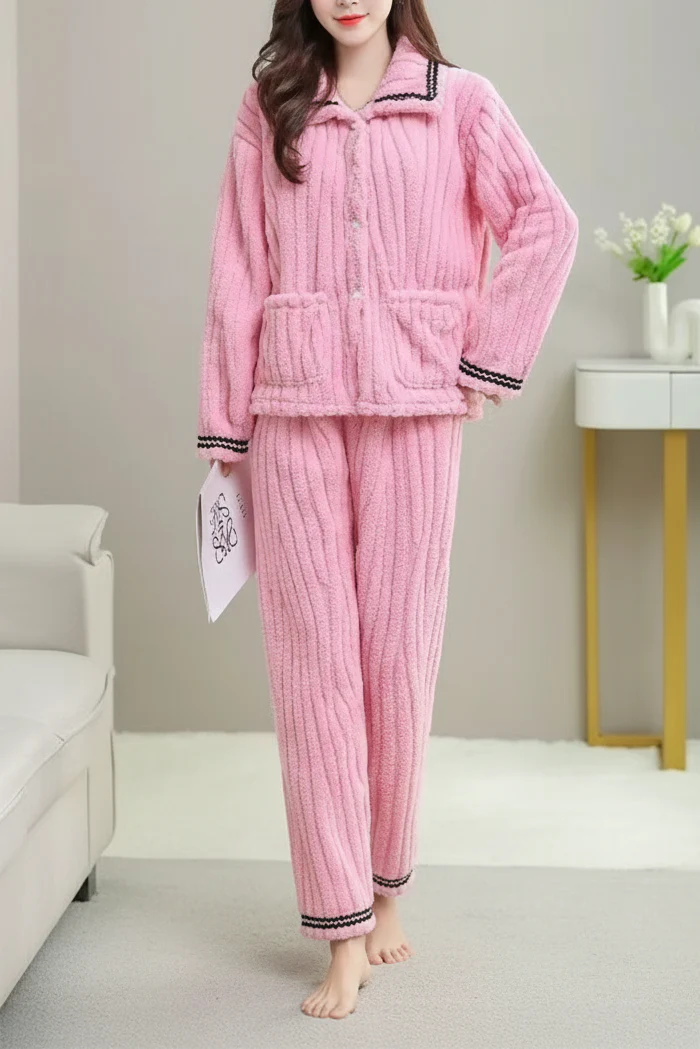 Plush-Fleece Button-Up Pajama