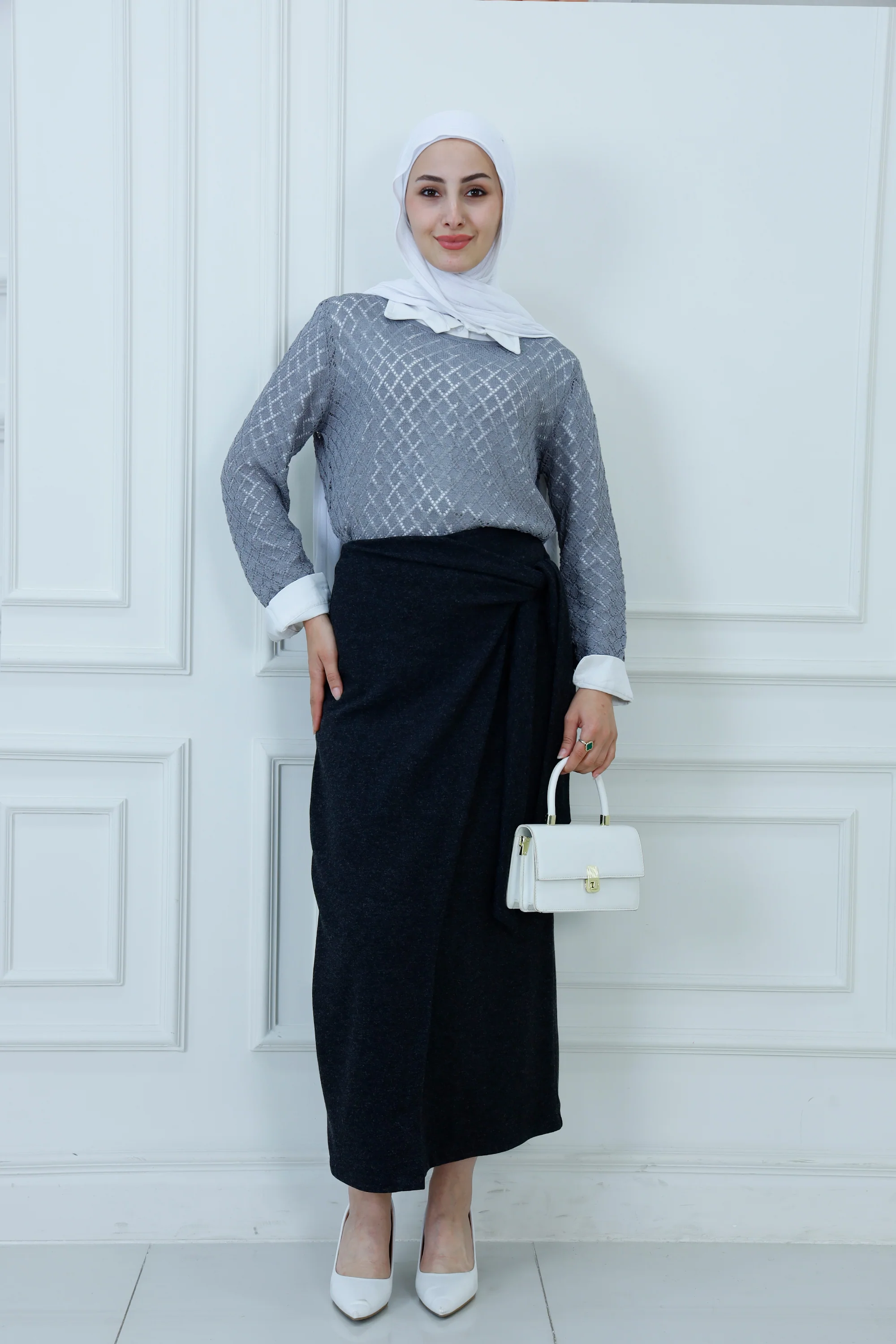 Elegant High-Waist Wrap-Style Skirt