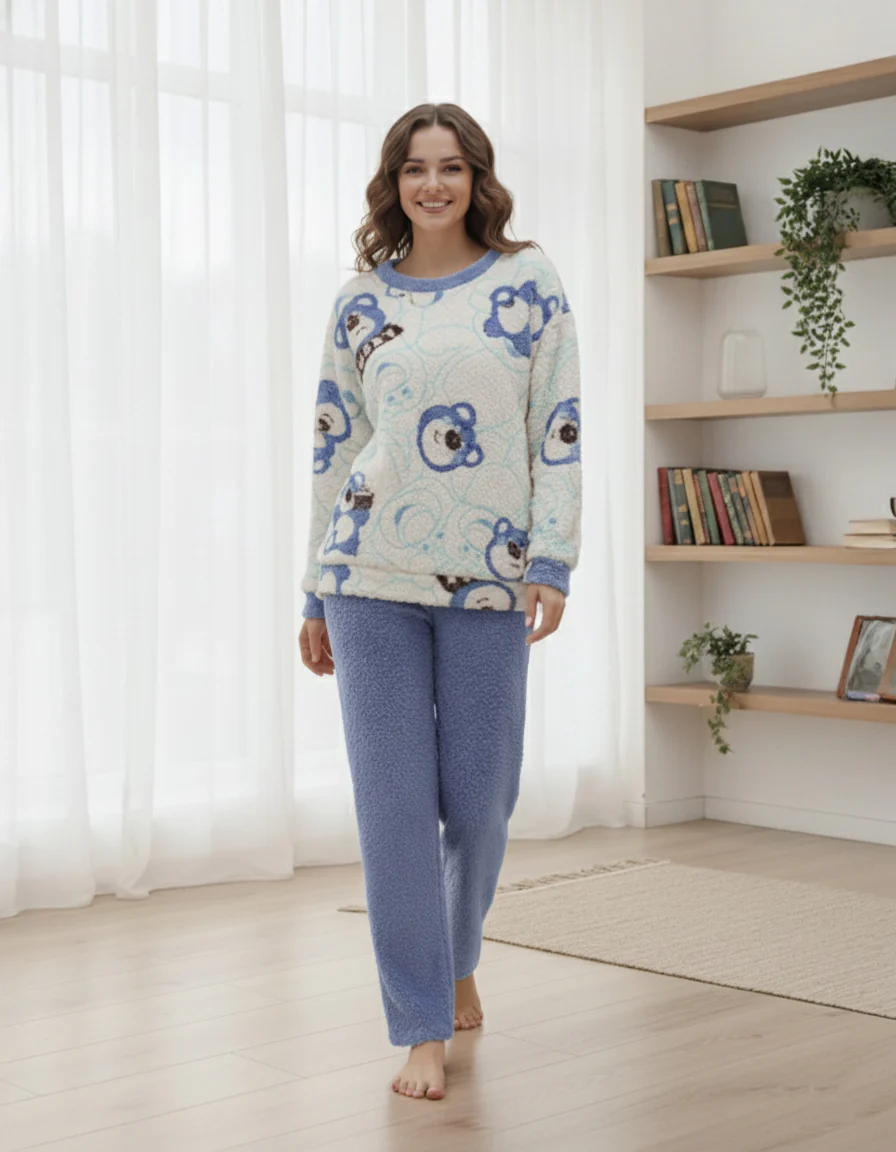 Cozy Pajama with Bear Prints Ensemble