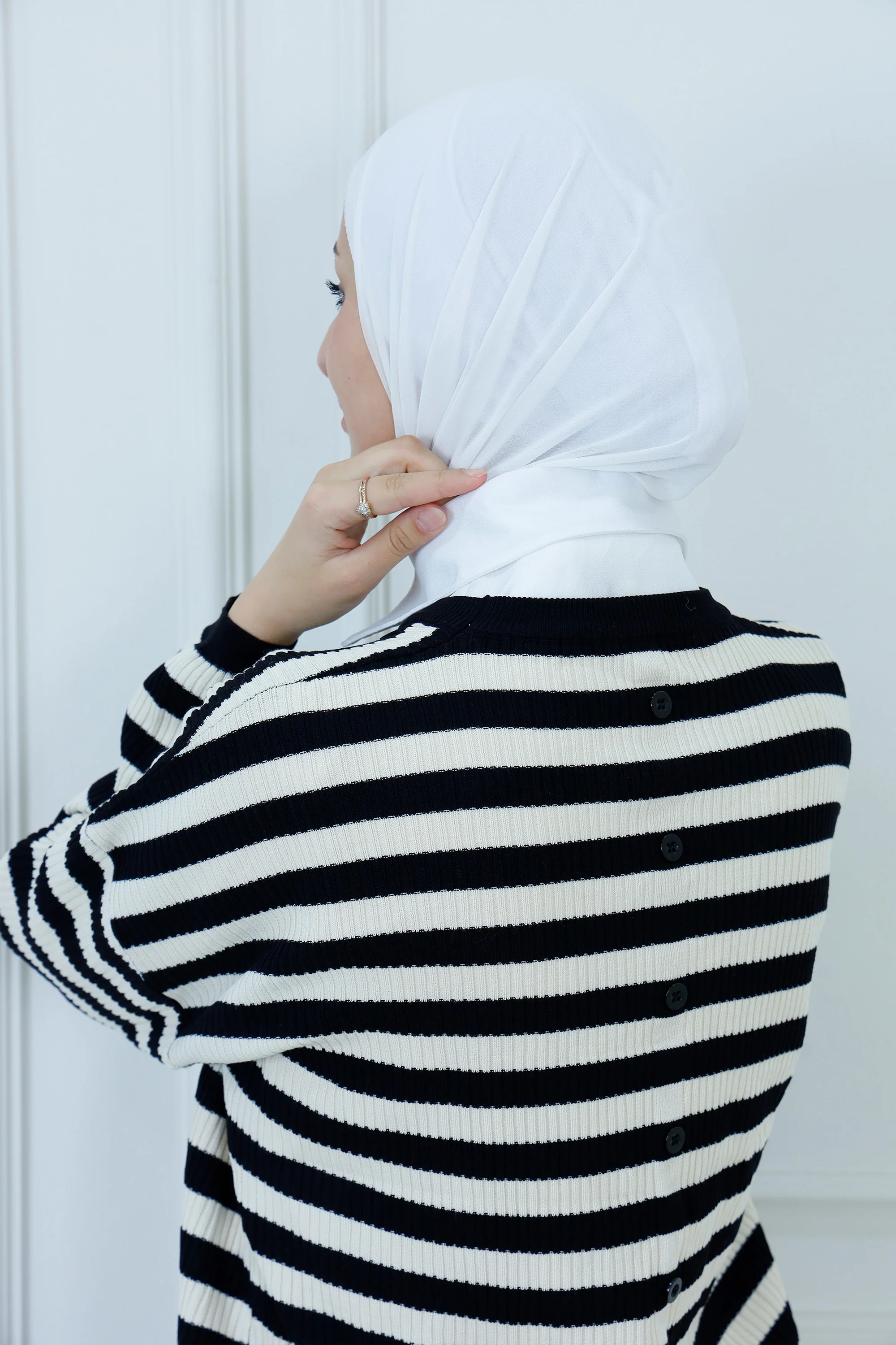 Pastel Stripe Knit Mock Neck Sweater